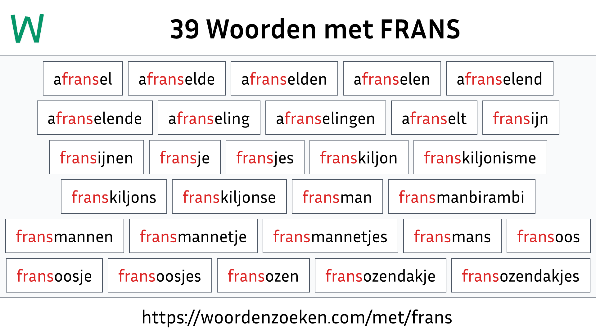 Woorden met FRANS