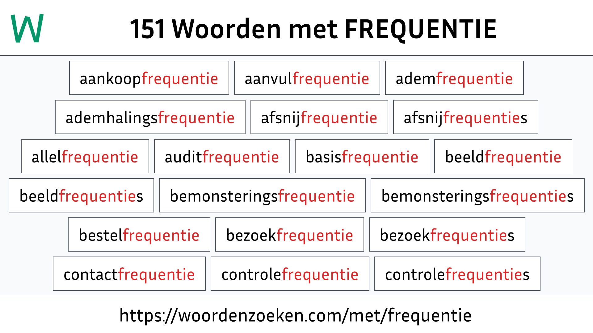 Woorden met FREQUENTIE