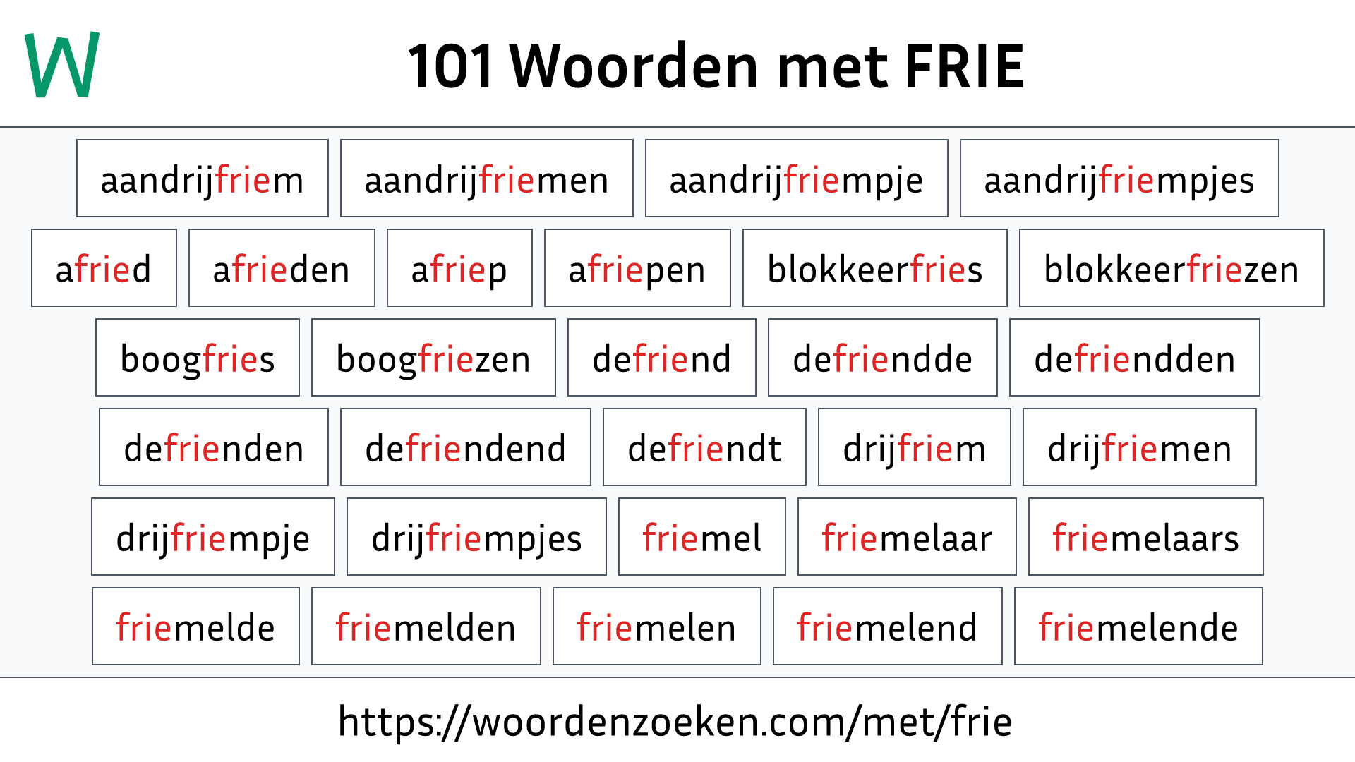 Woorden met FRIE