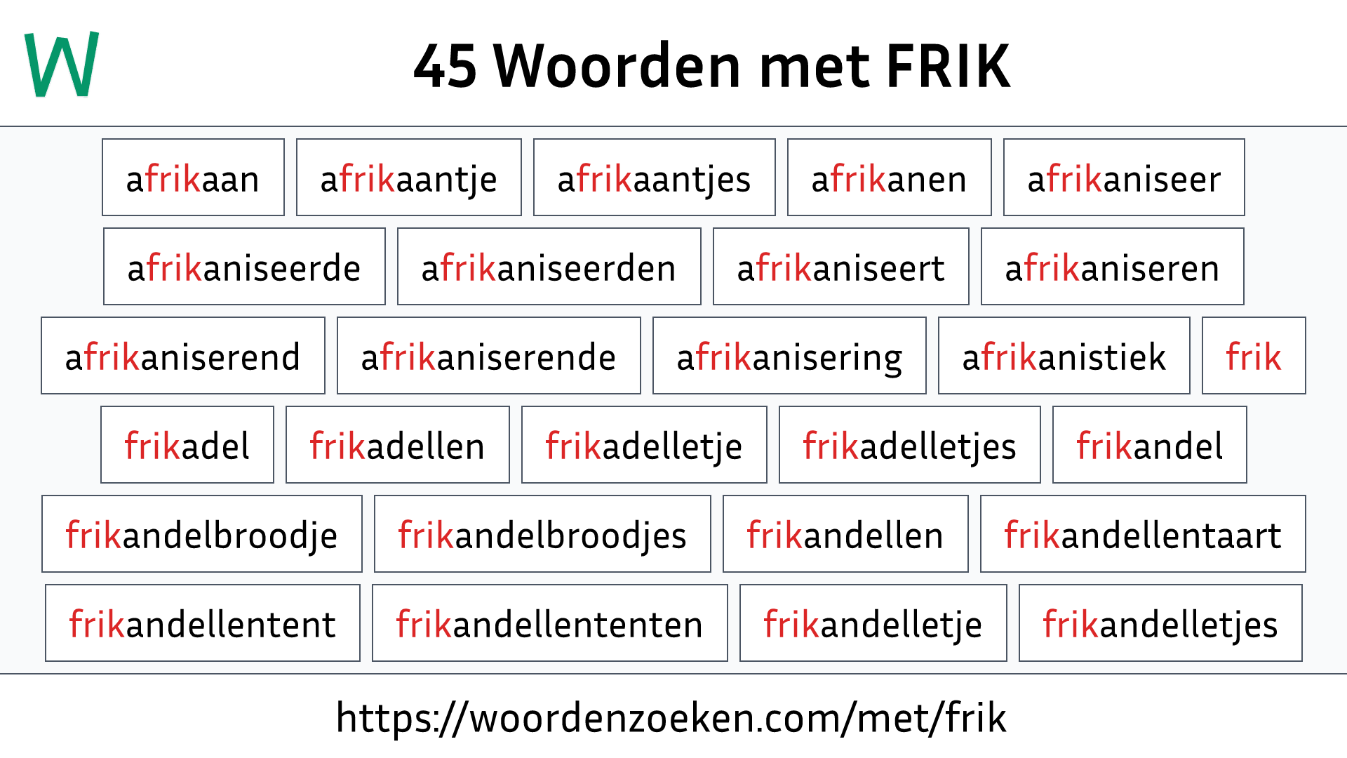 Woorden met FRIK