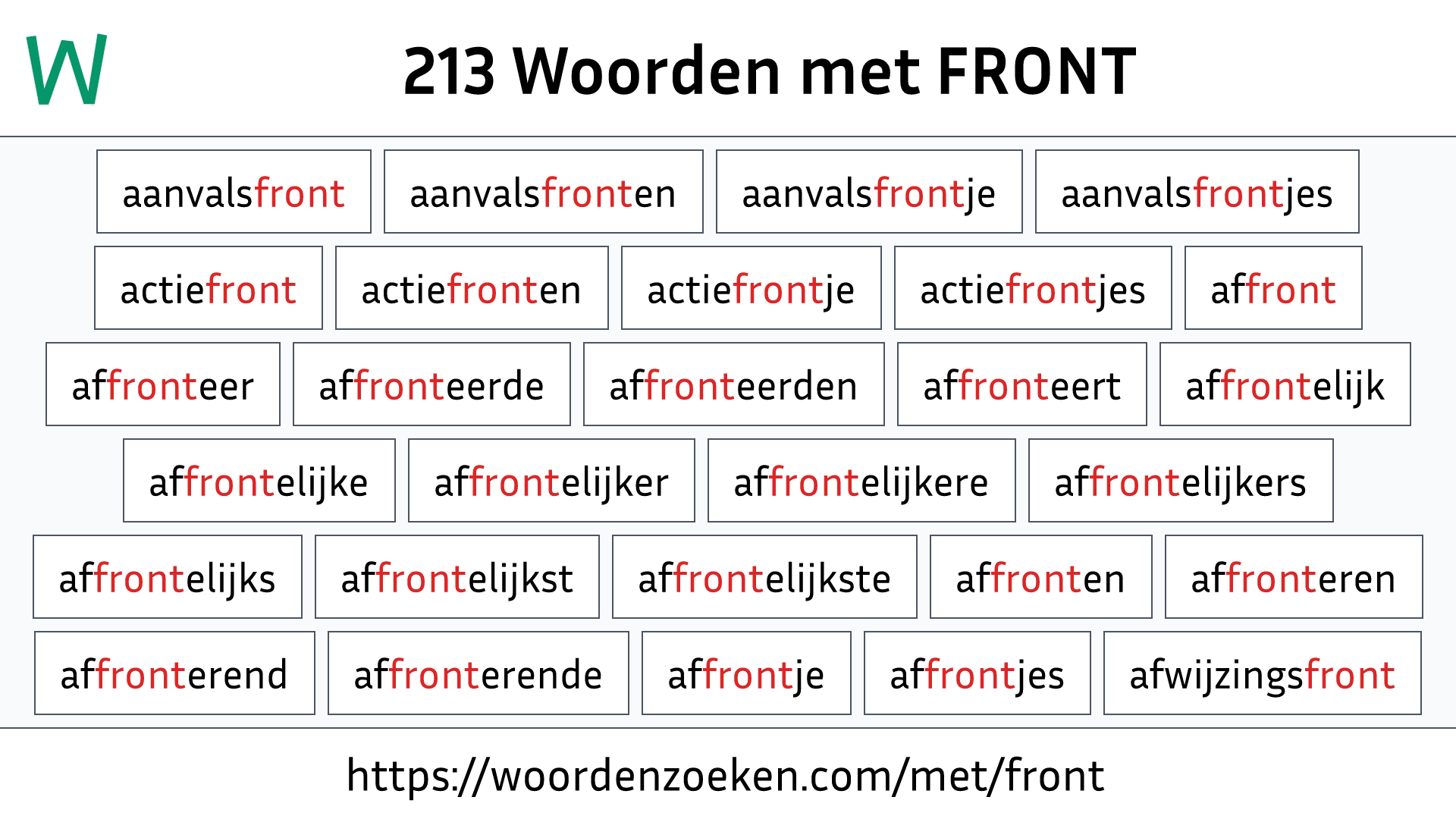 Woorden met FRONT