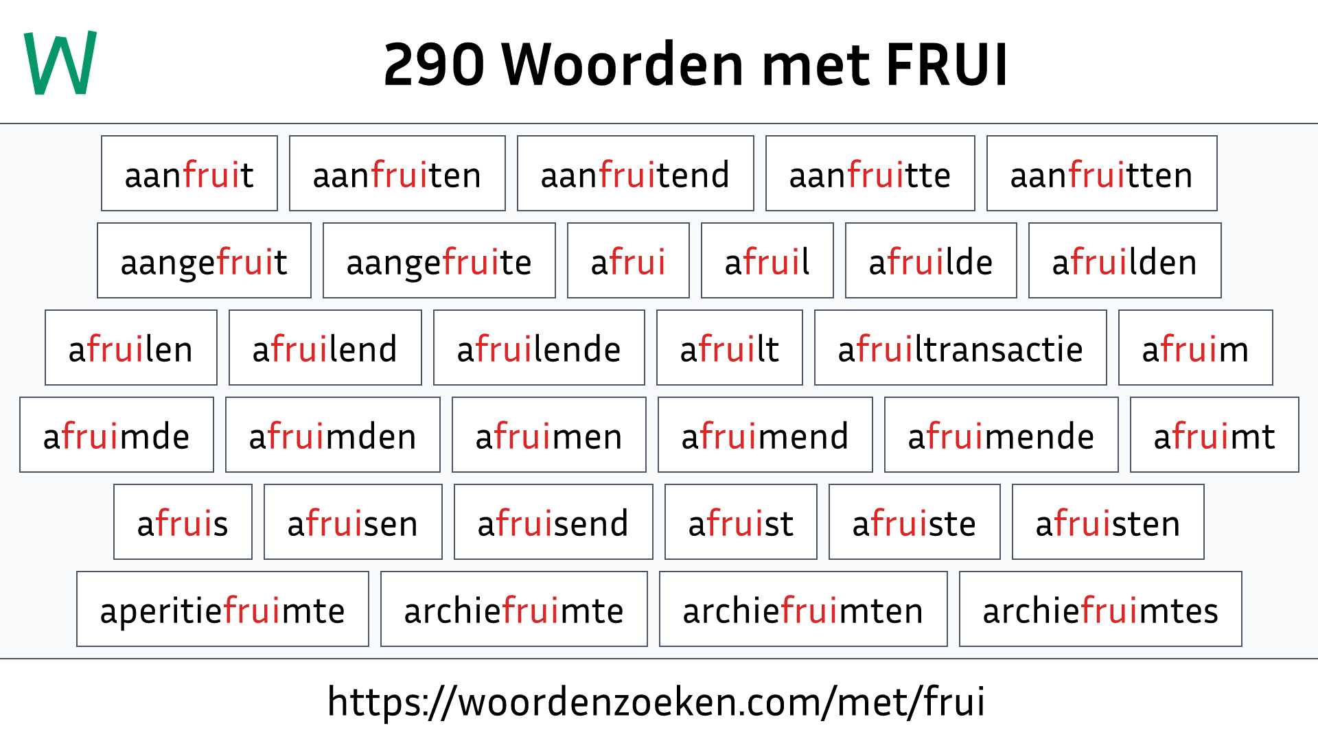 Woorden met FRUI