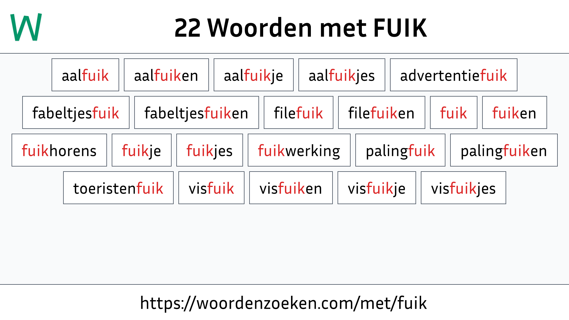 Woorden met FUIK