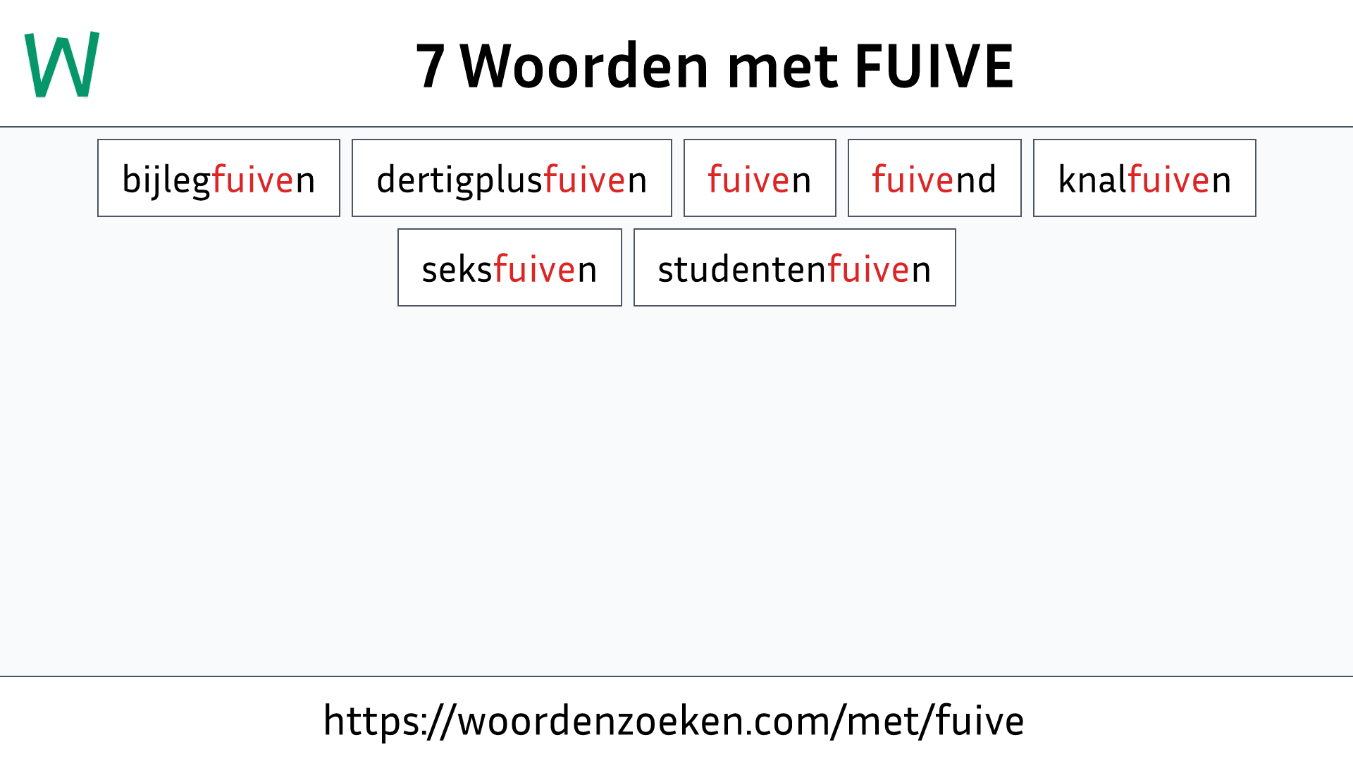 Woorden met FUIVE