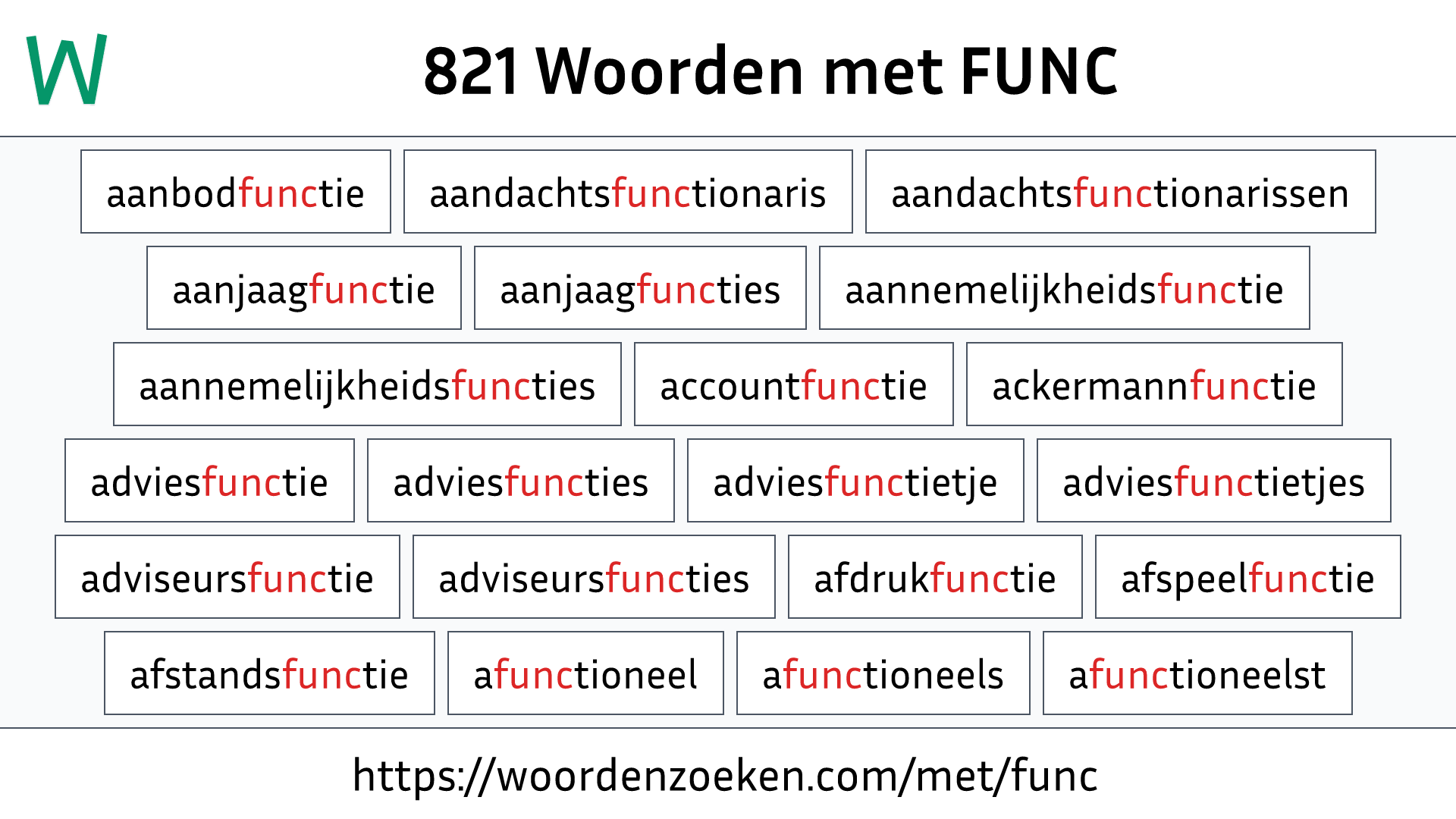 Woorden met FUNC