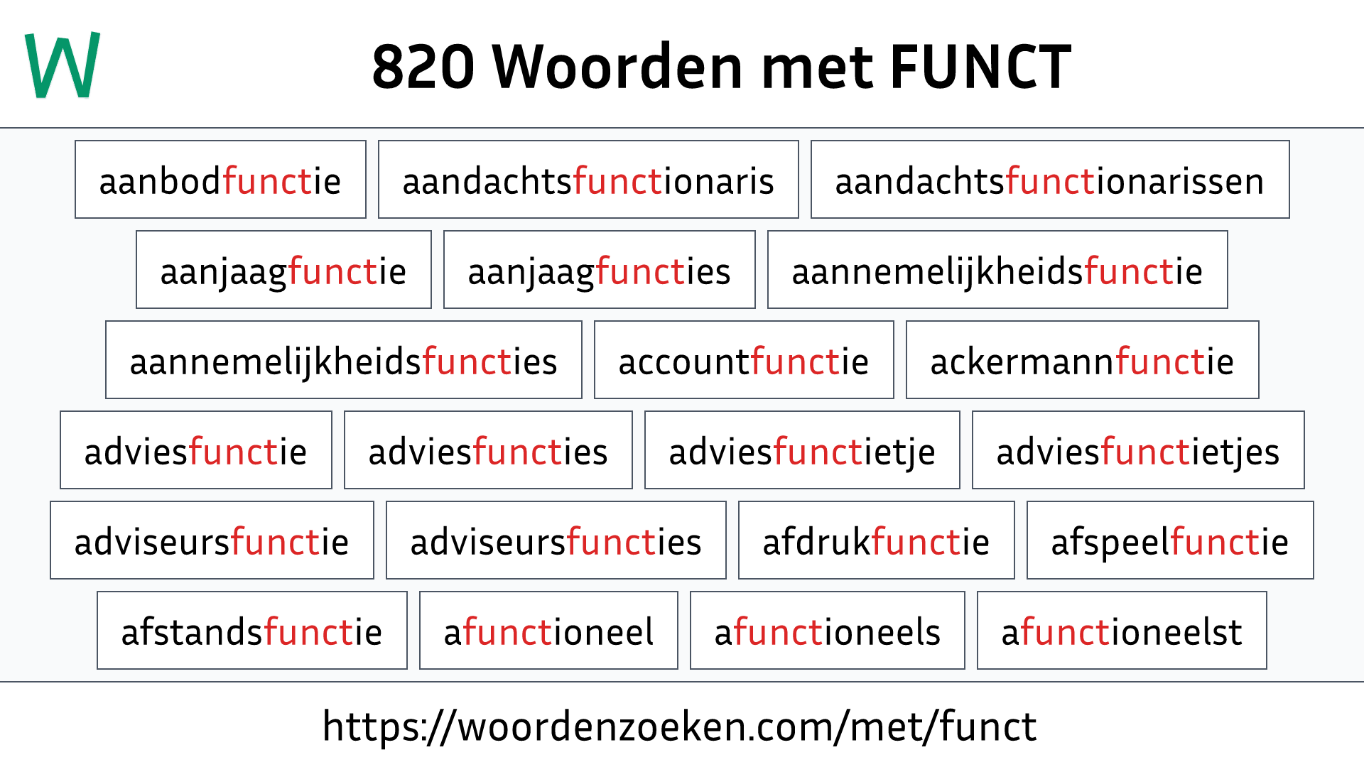 Woorden met FUNCT