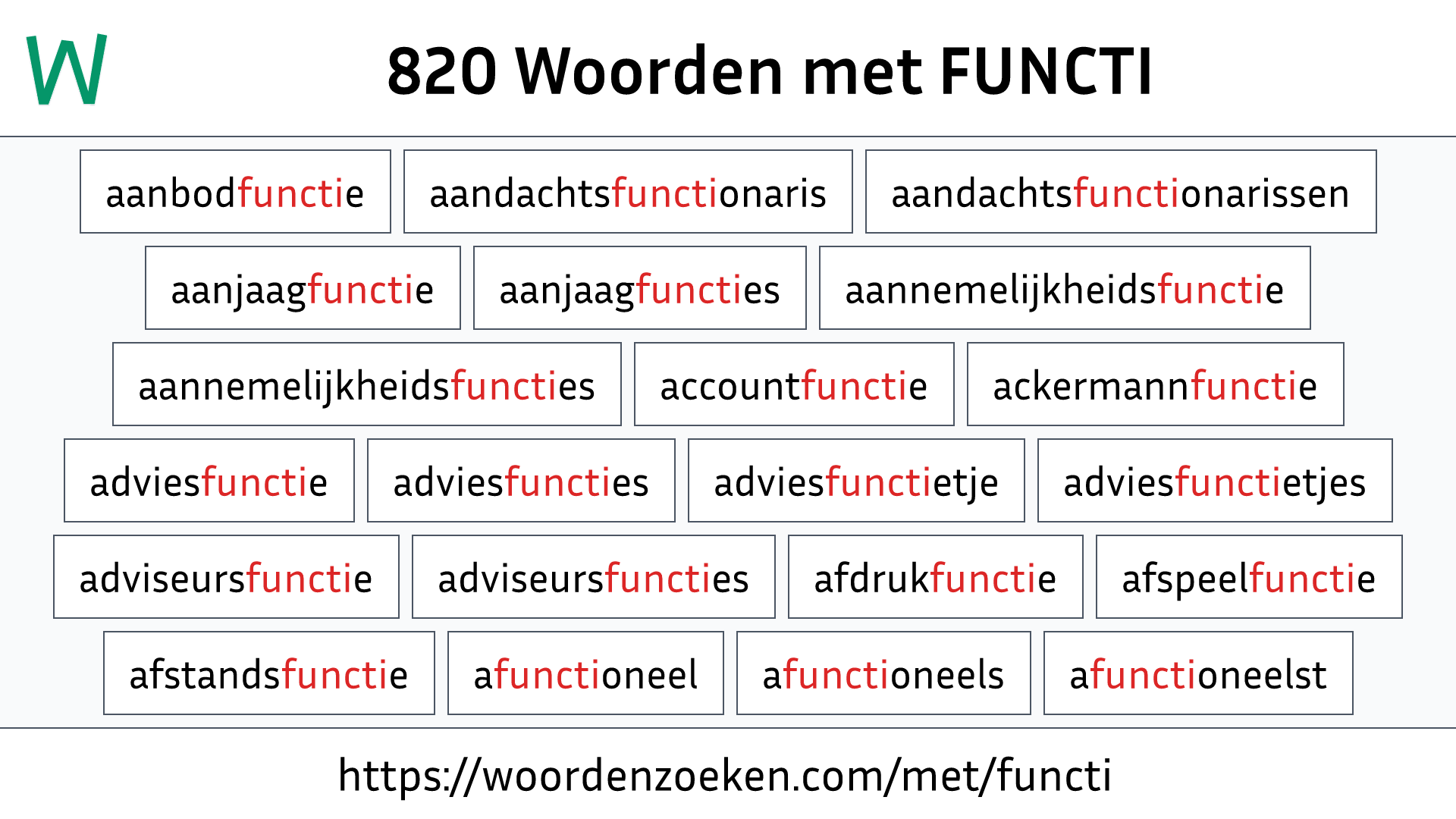 Woorden met FUNCTI