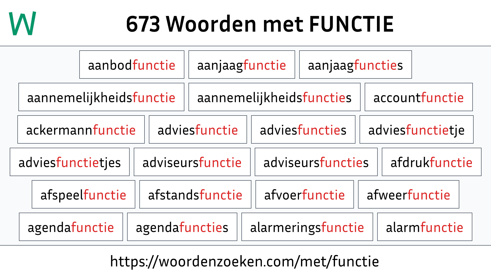 Woorden met FUNCTIE