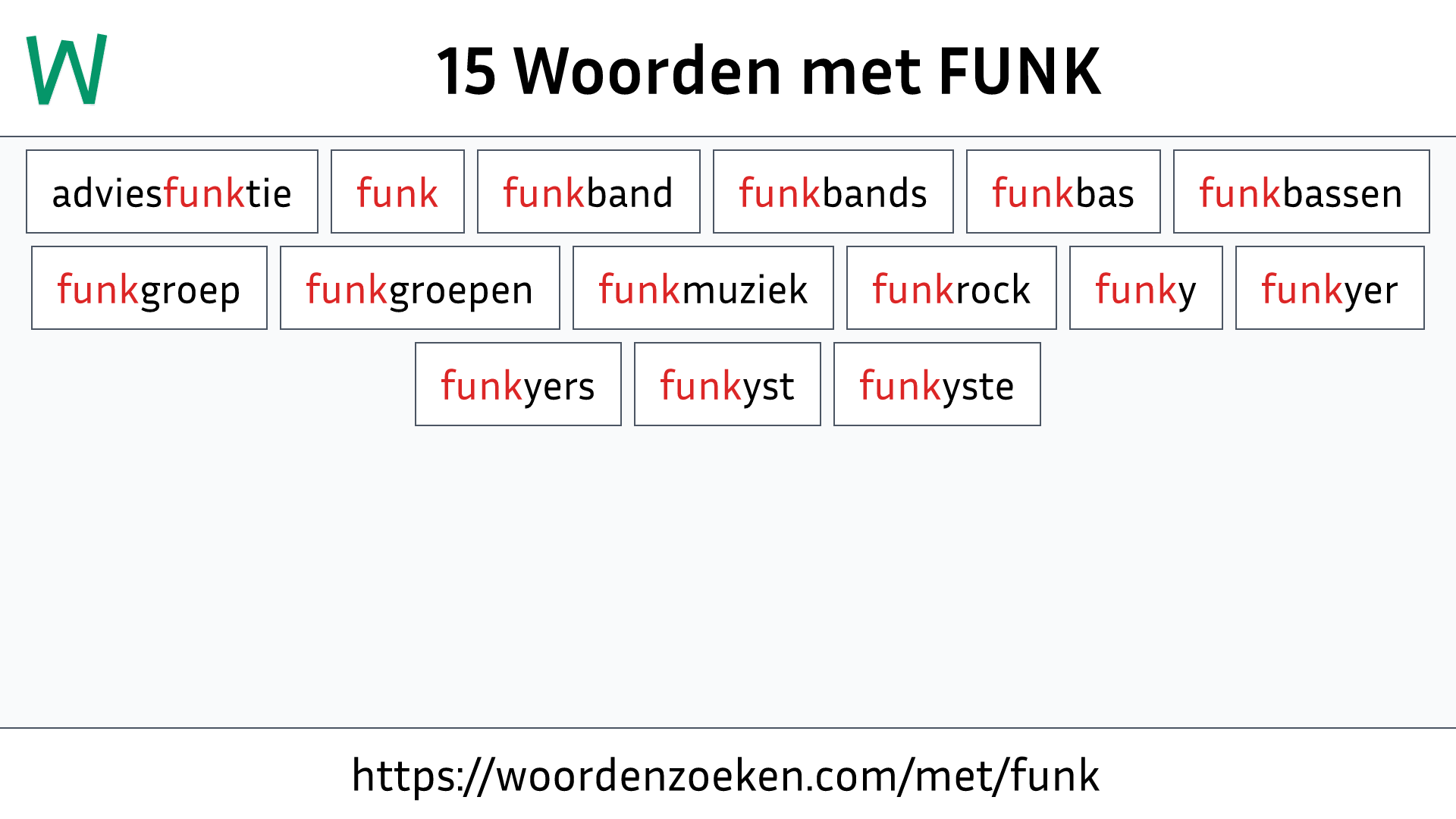 Woorden met FUNK