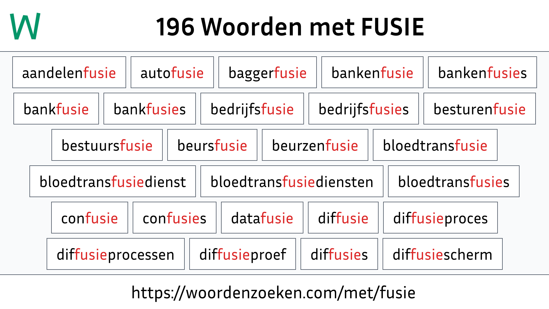 Woorden met FUSIE