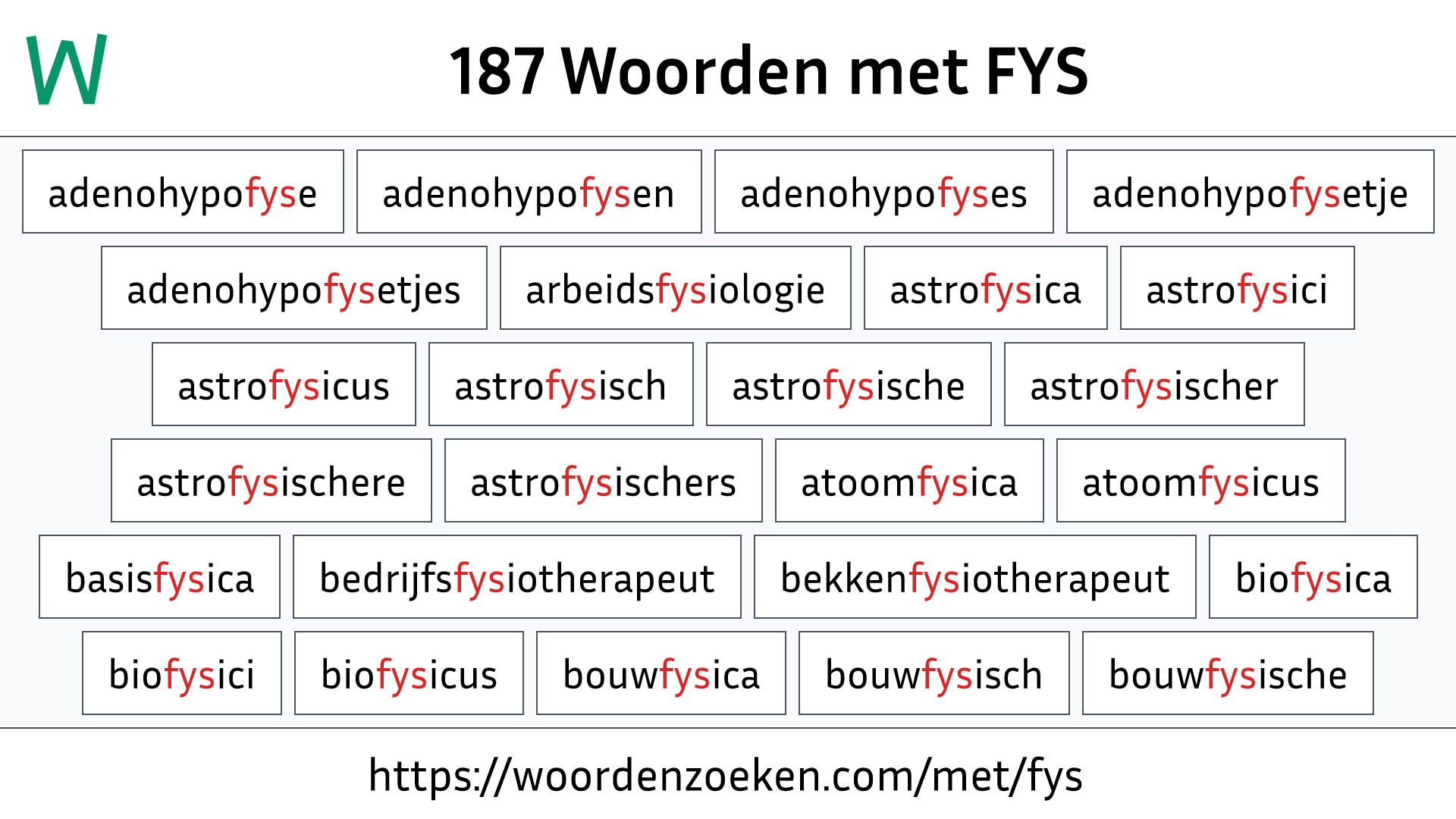 Woorden met FYS