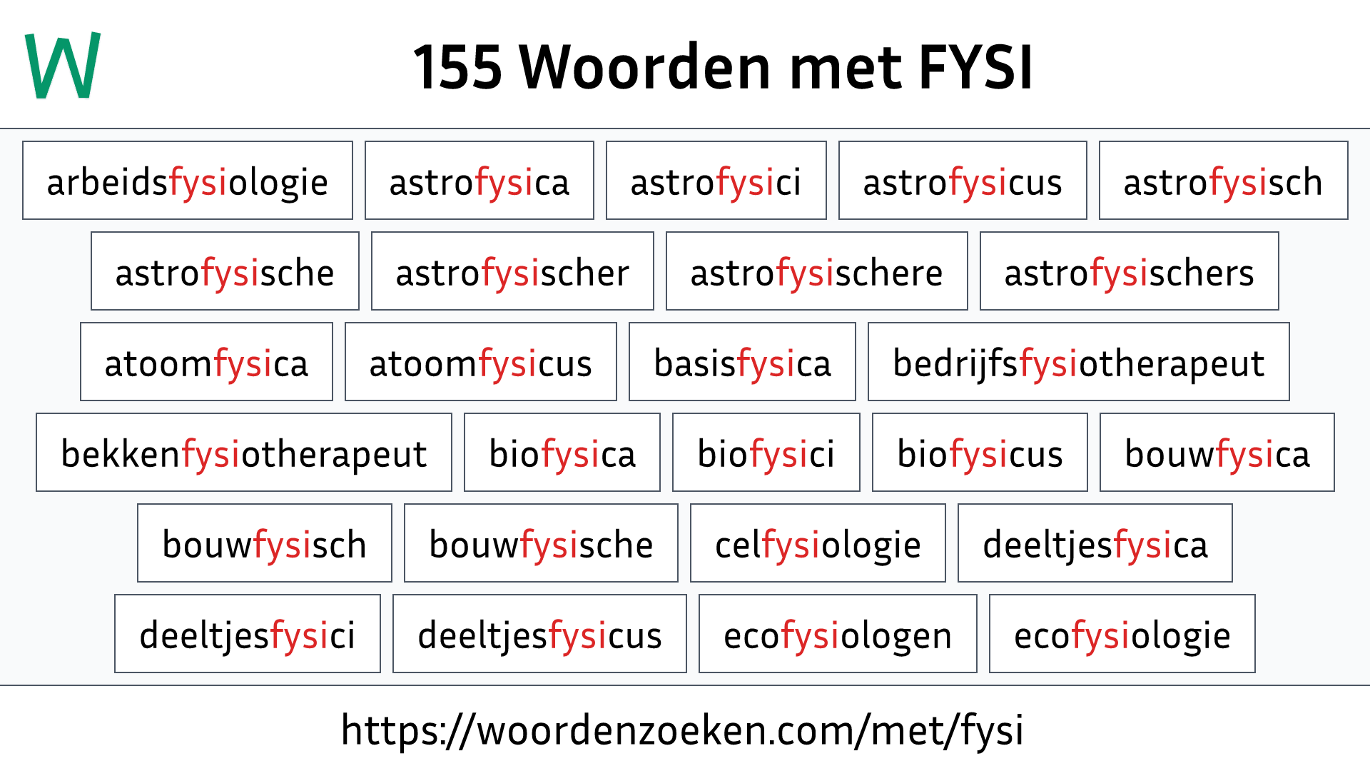 Woorden met FYSI