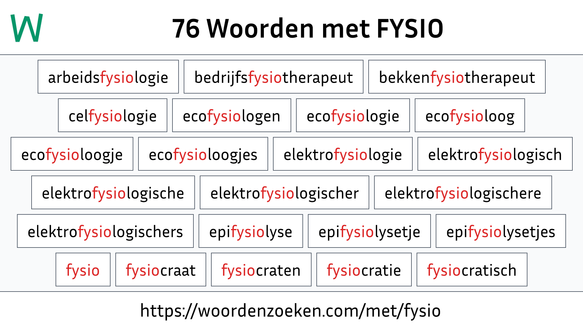 Woorden met FYSIO