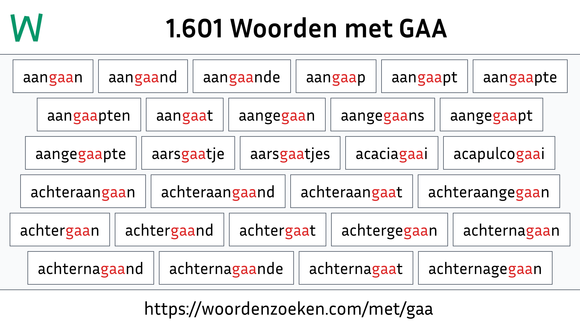 Woorden met GAA