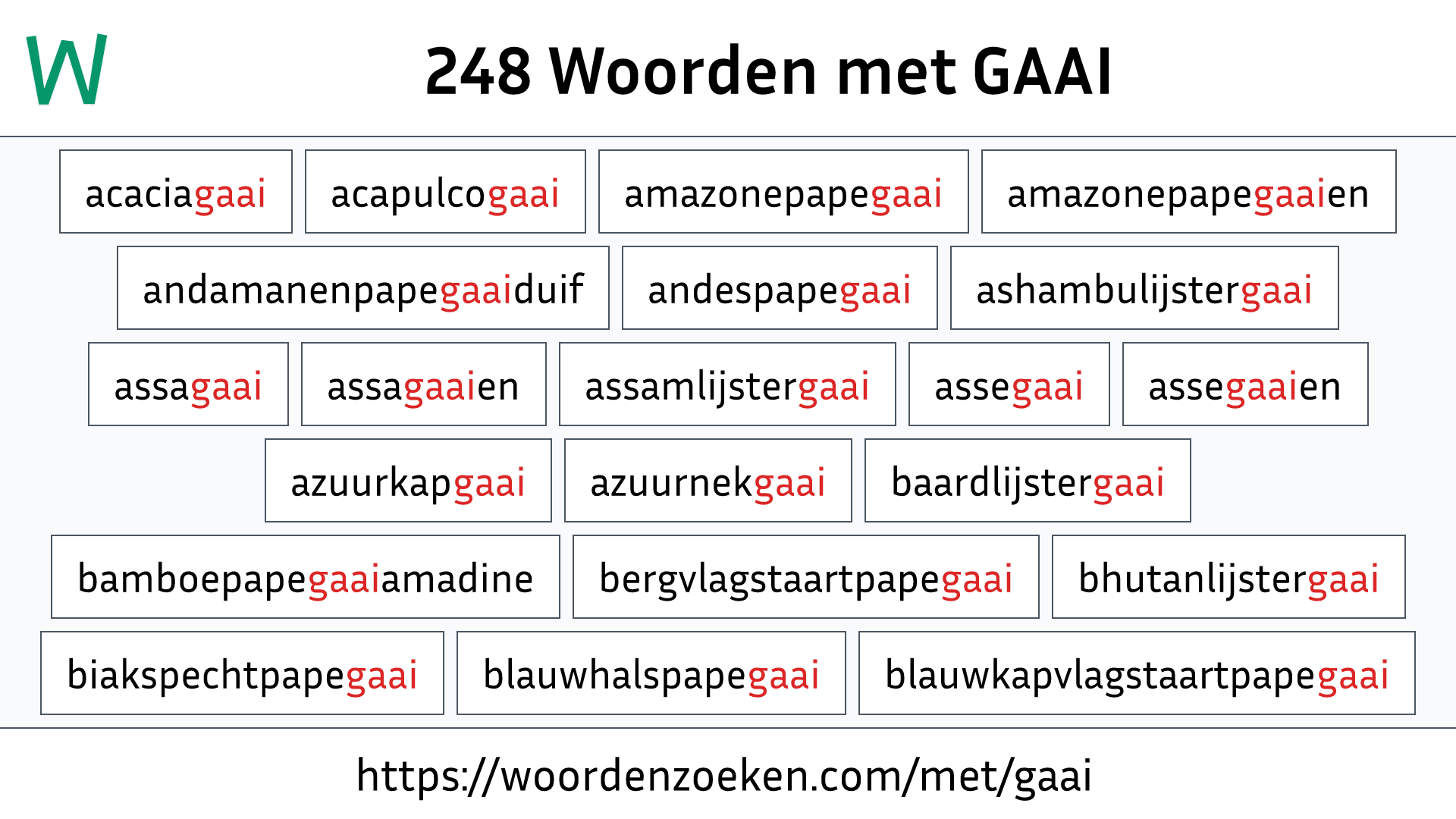 Woorden met GAAI