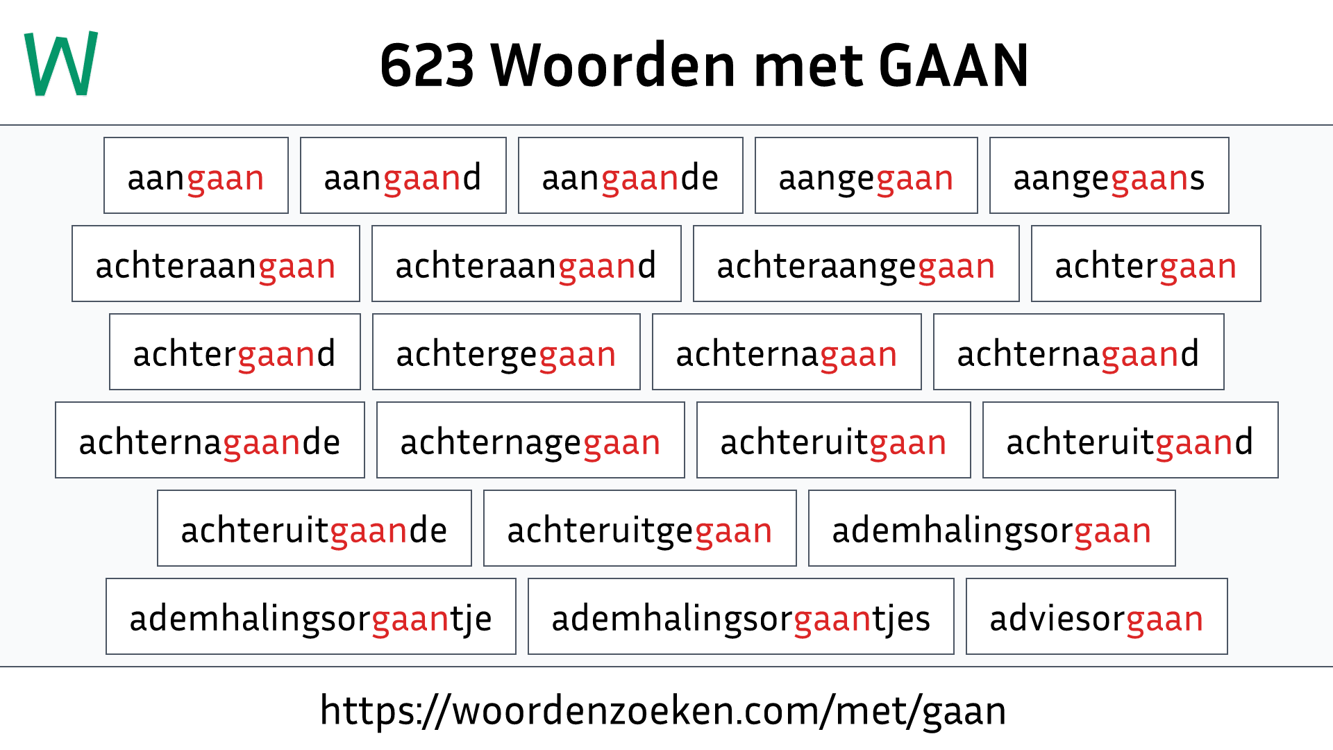 Woorden met GAAN