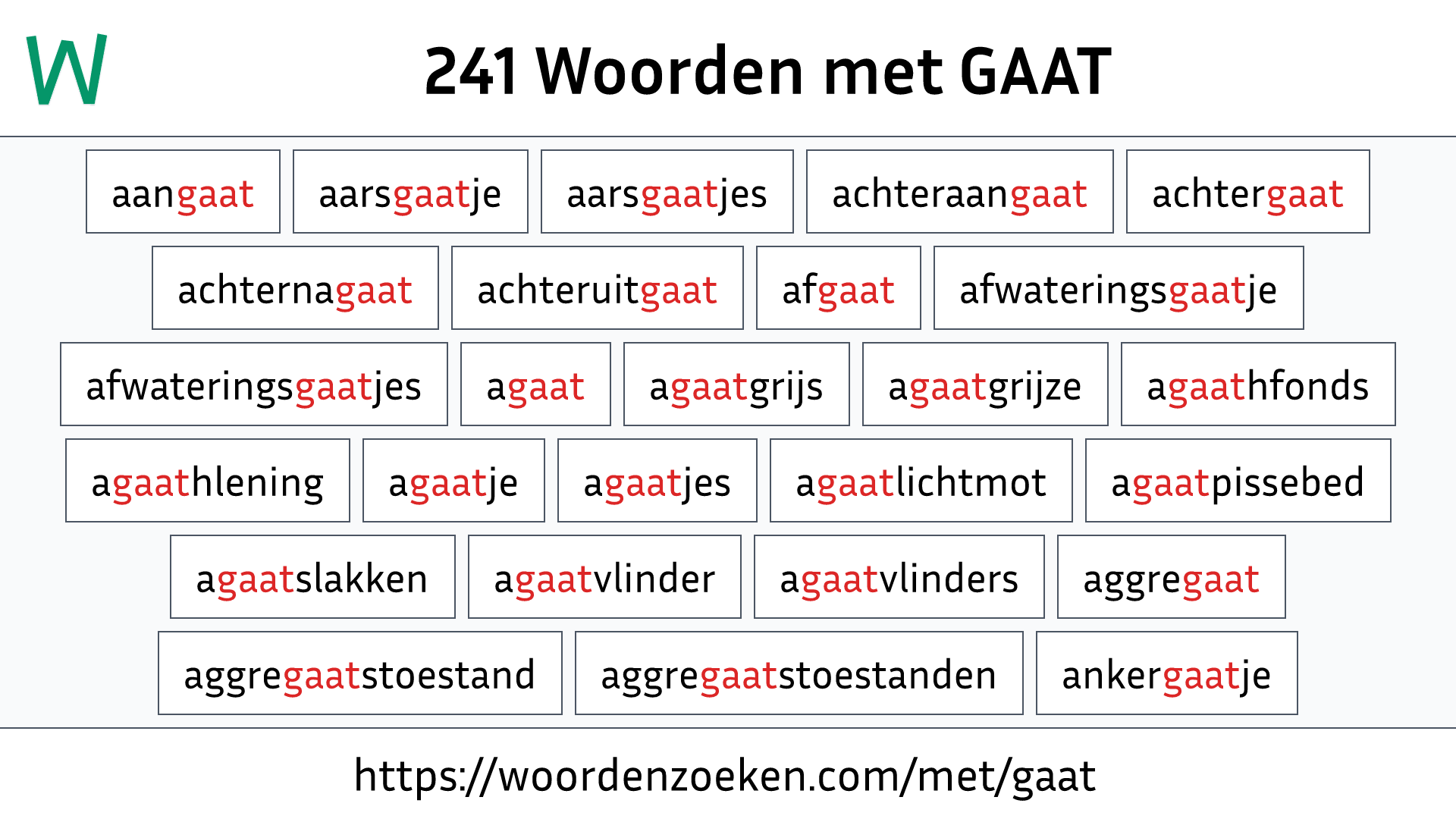 Woorden met GAAT