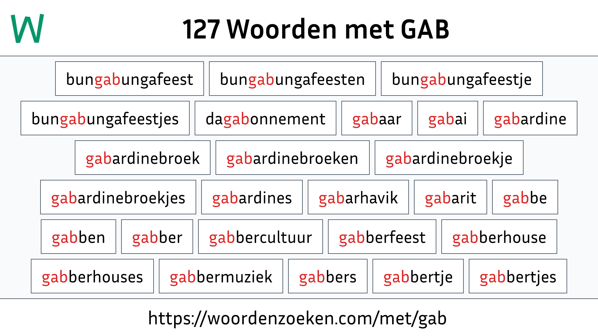 Woorden met GAB