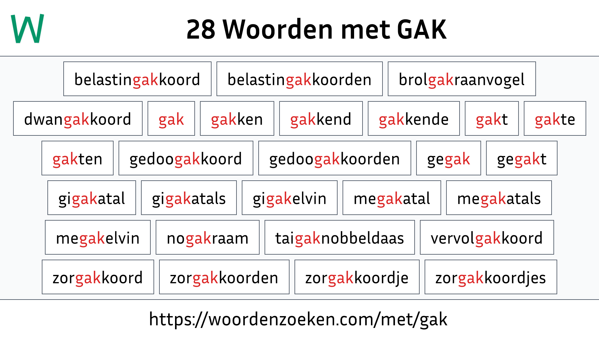 Woorden met GAK