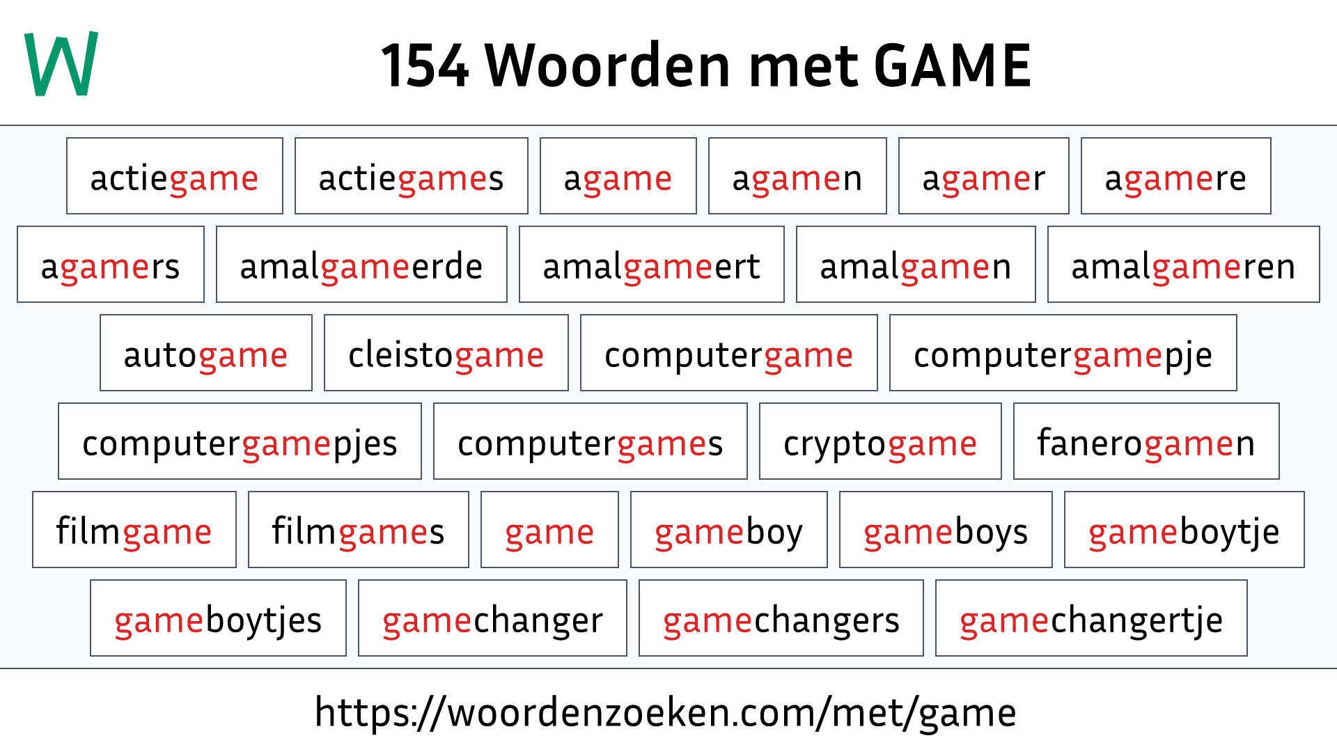 Woorden met GAME