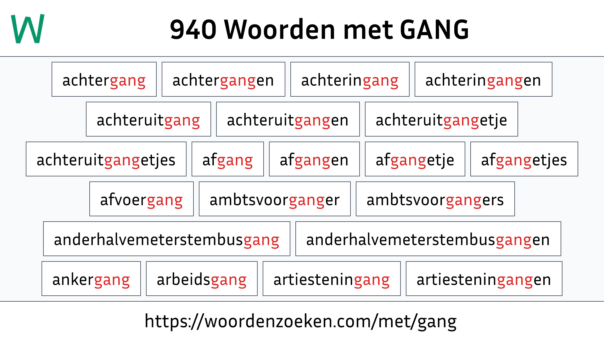 Woorden met GANG