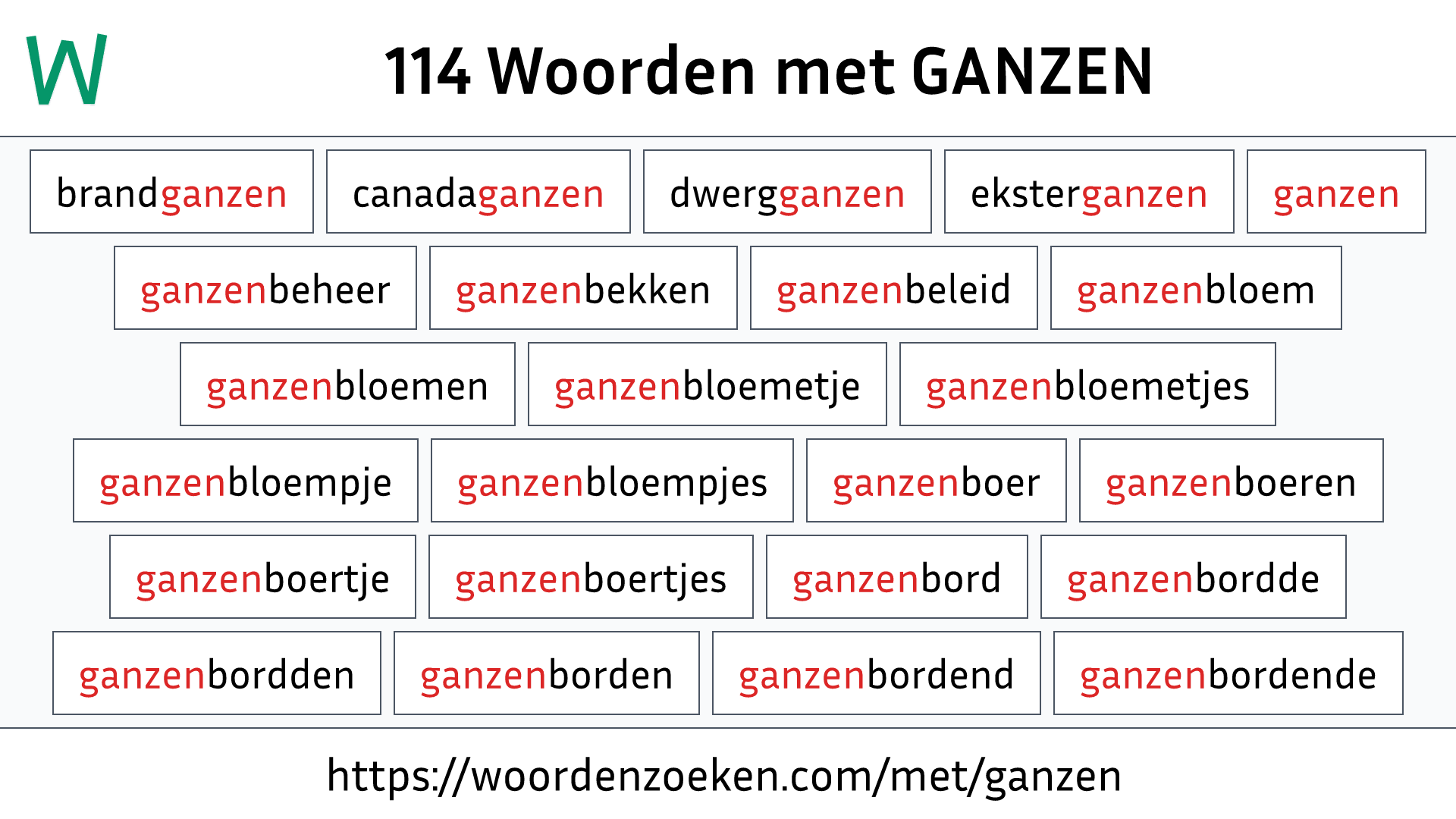 Woorden met GANZEN