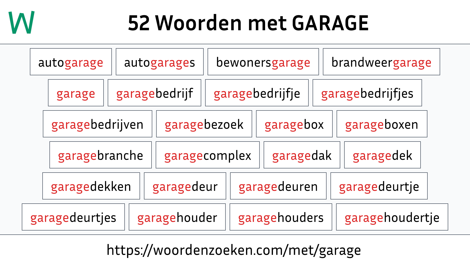 Woorden met GARAGE