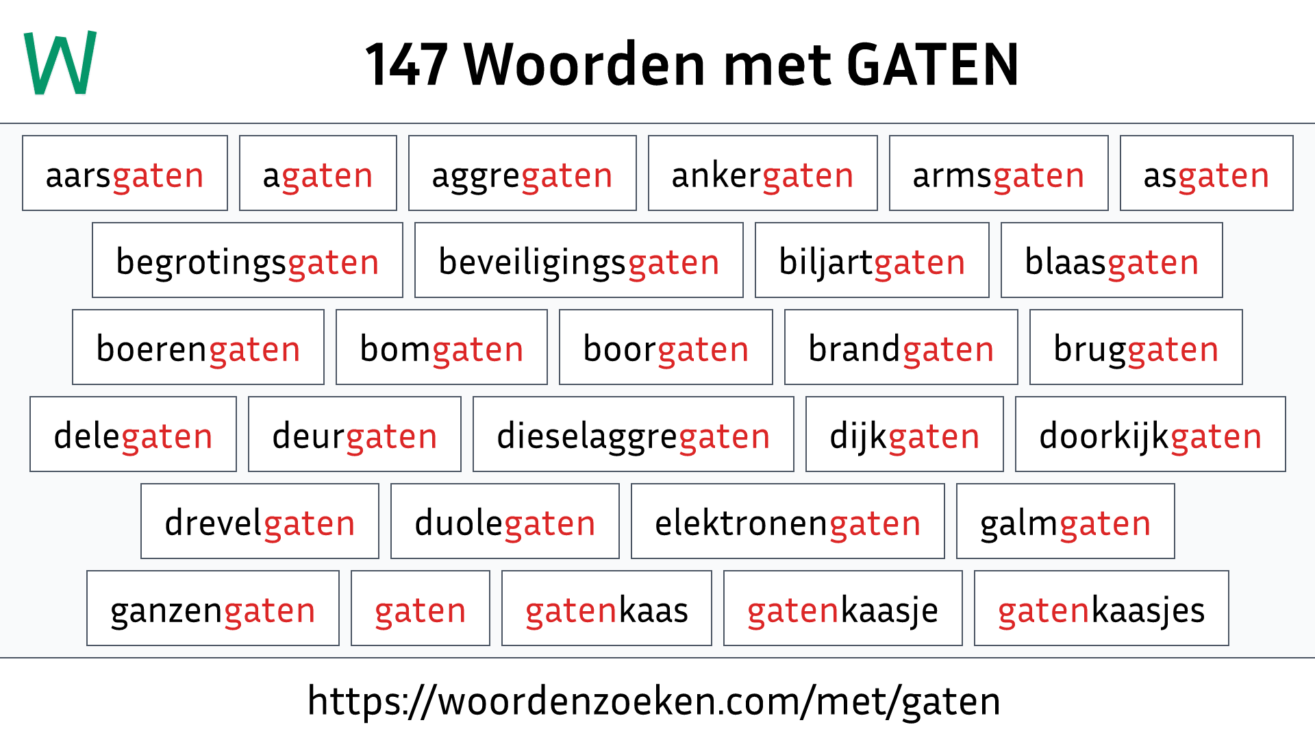 Woorden met GATEN