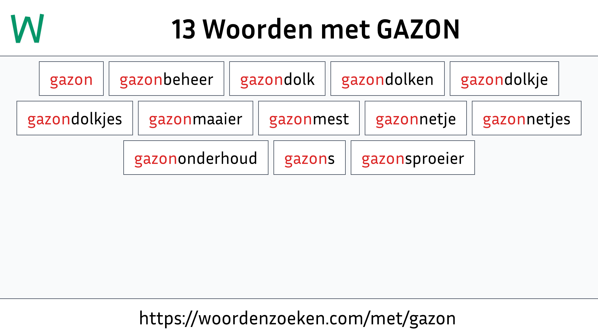 Woorden met GAZON