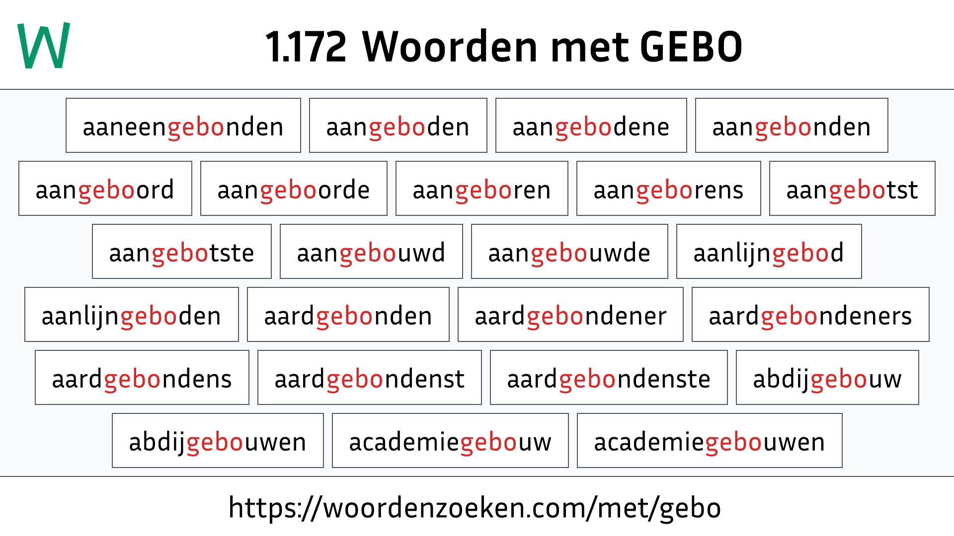 Woorden met GEBO