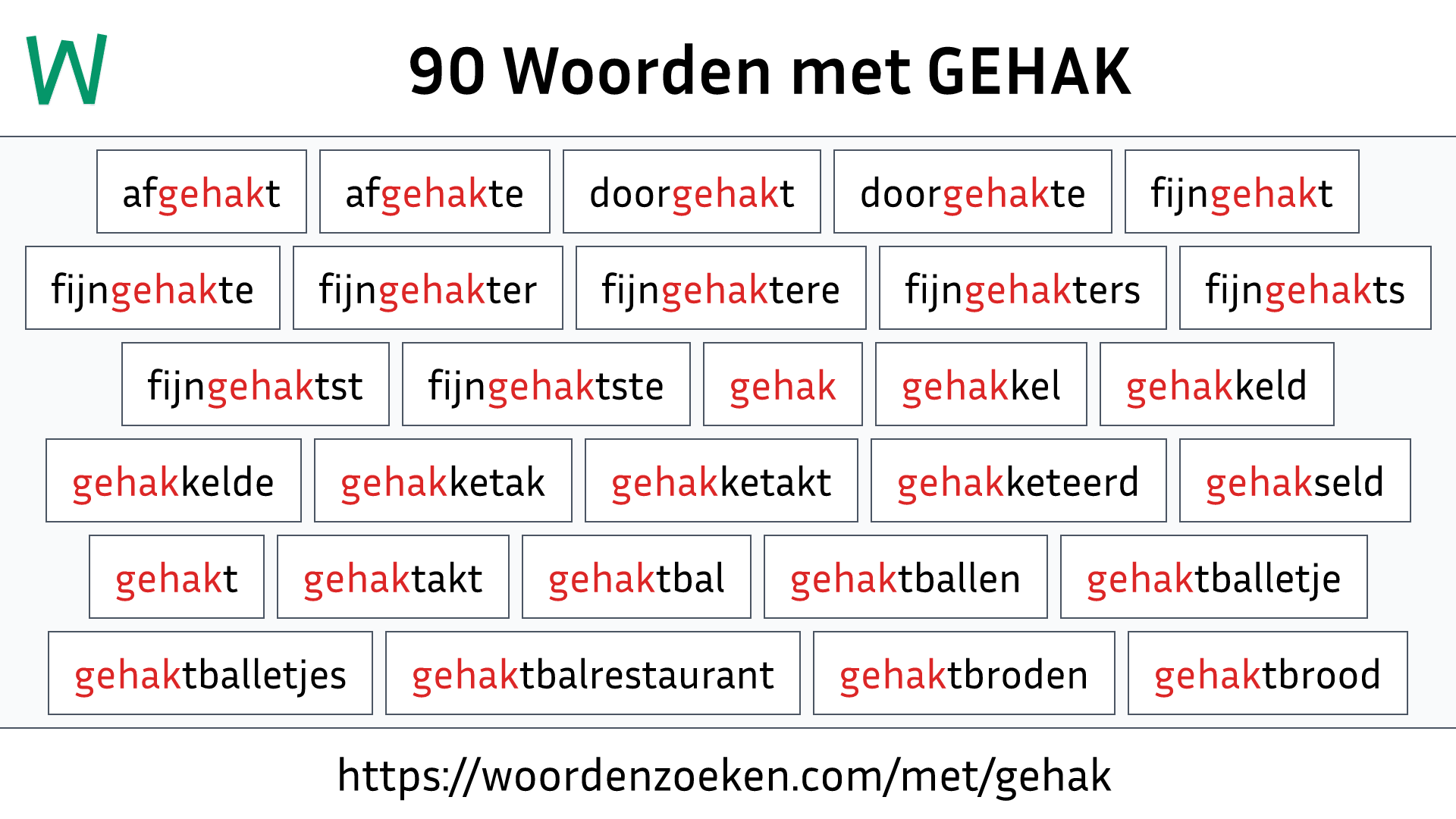 Woorden met GEHAK