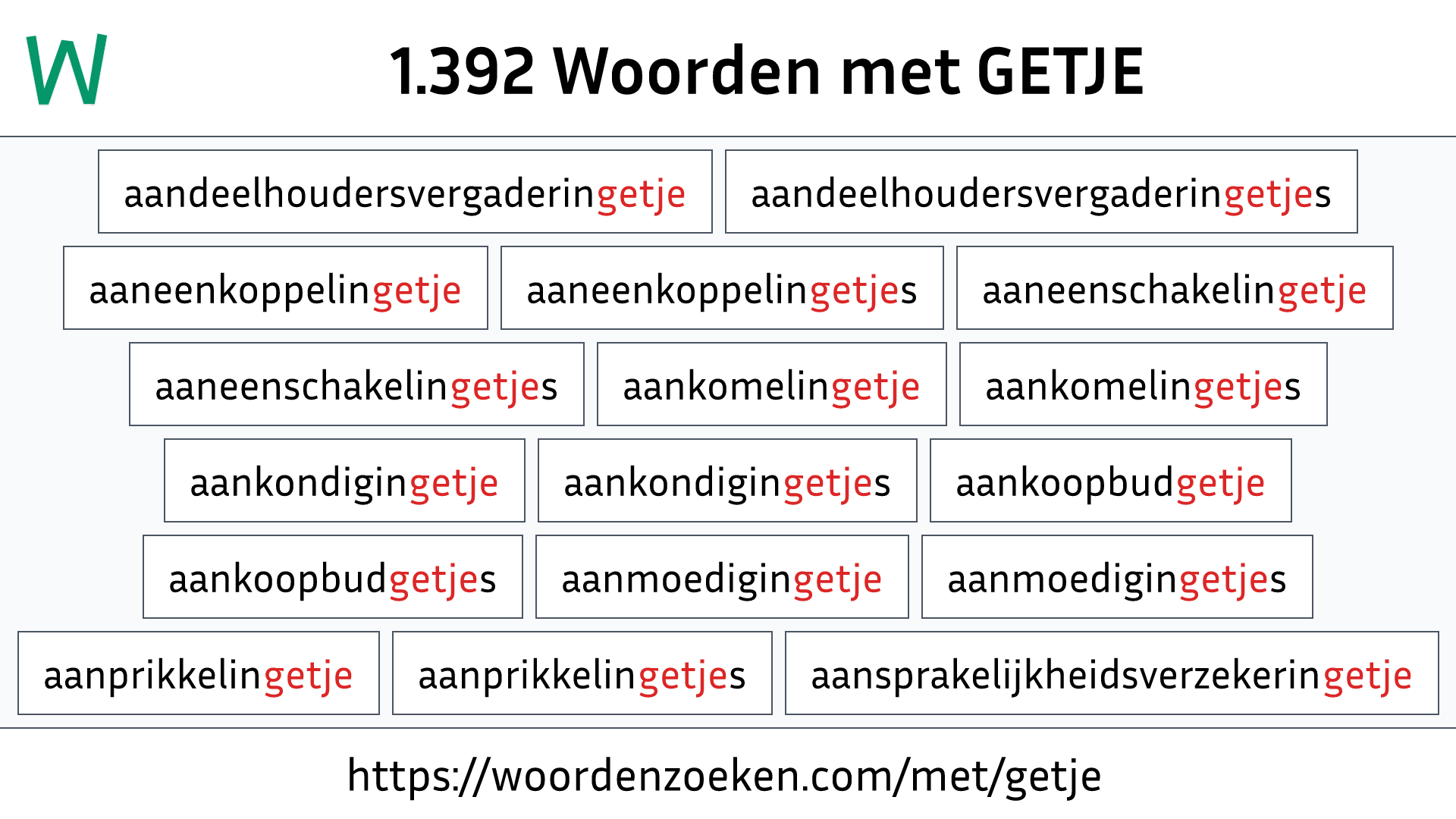 Woorden met GETJE