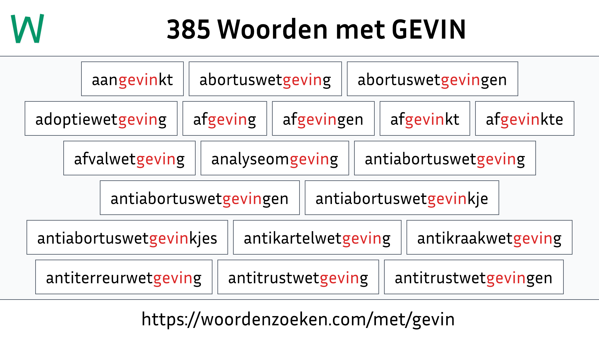 Woorden met GEVIN
