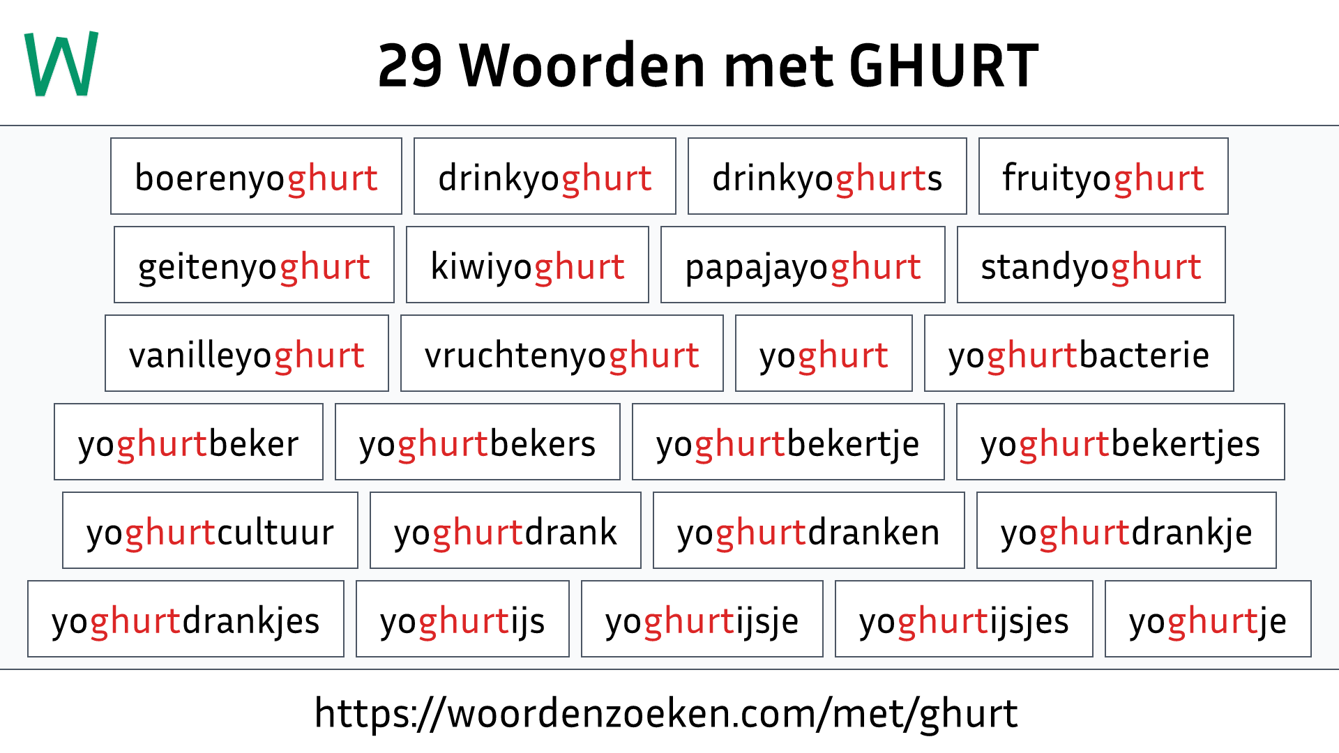 Woorden met GHURT