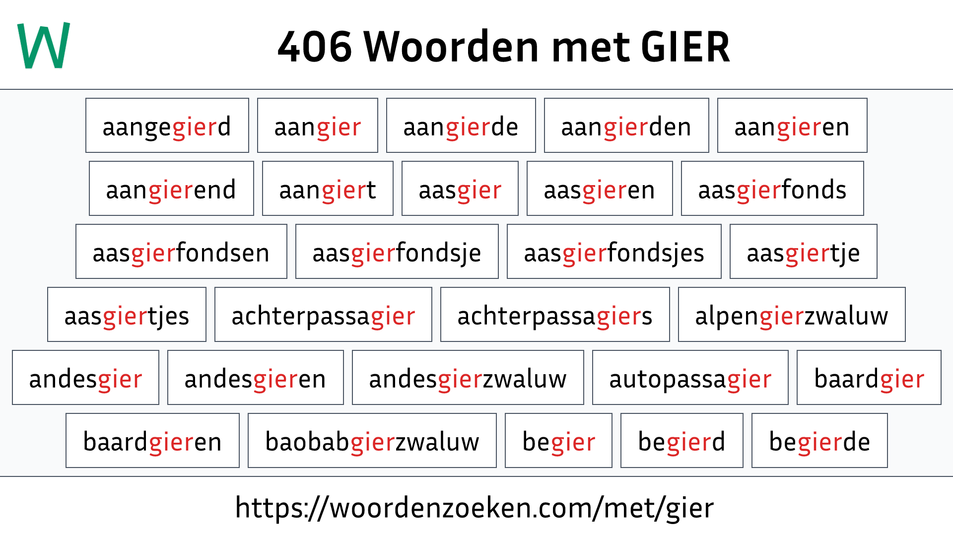 Woorden met GIER