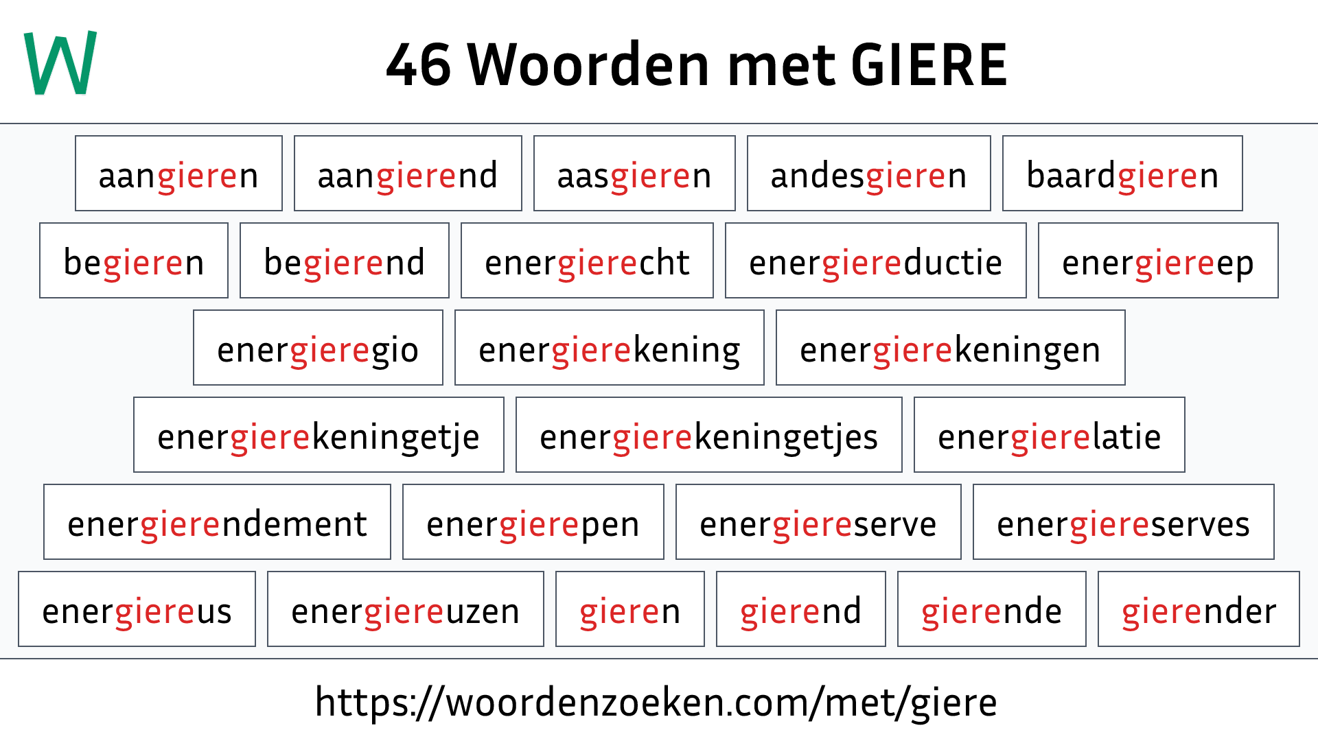 Woorden met GIERE