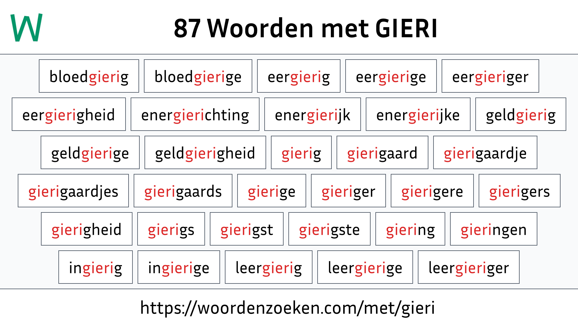 Woorden met GIERI