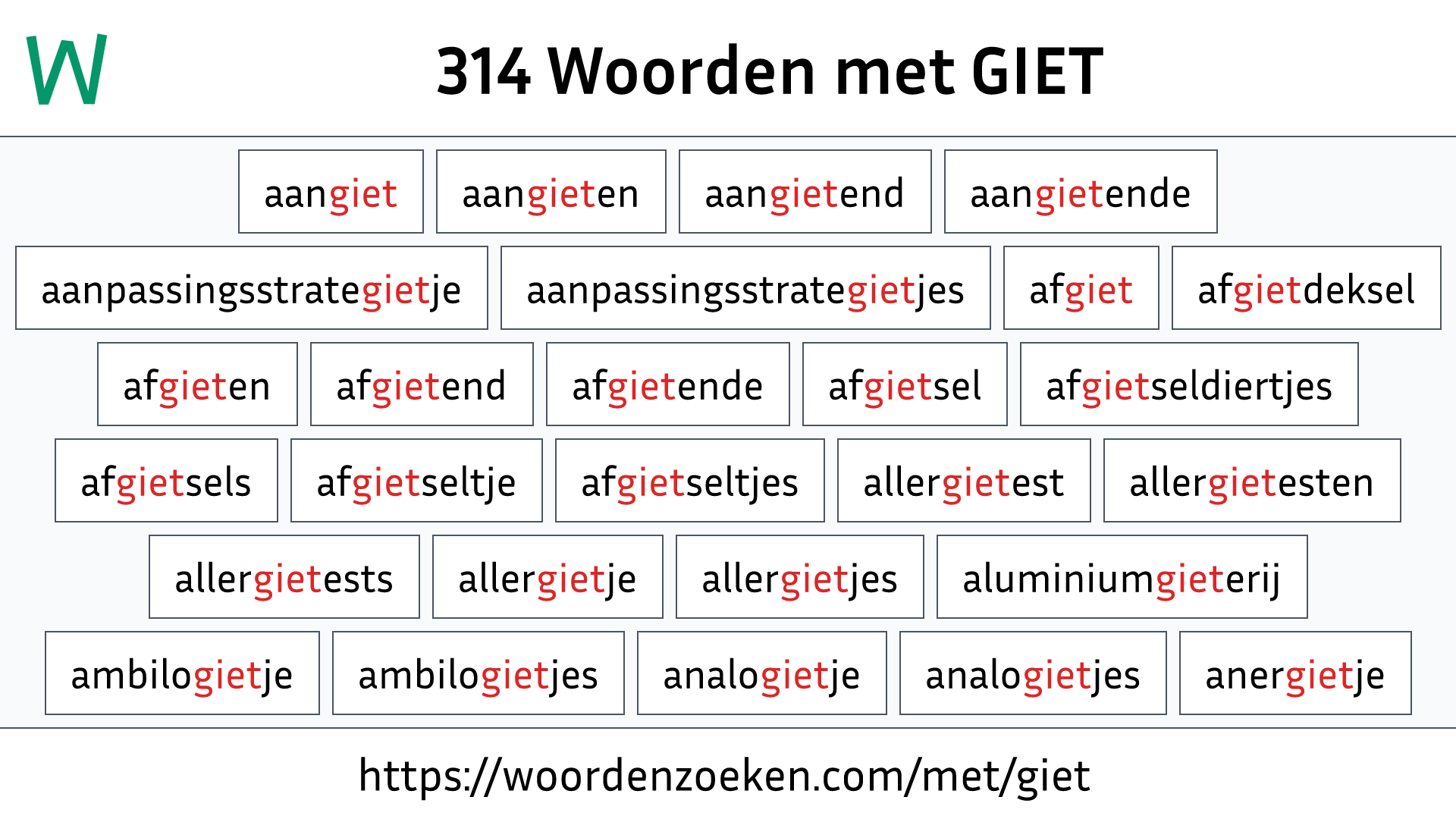 Woorden met GIET