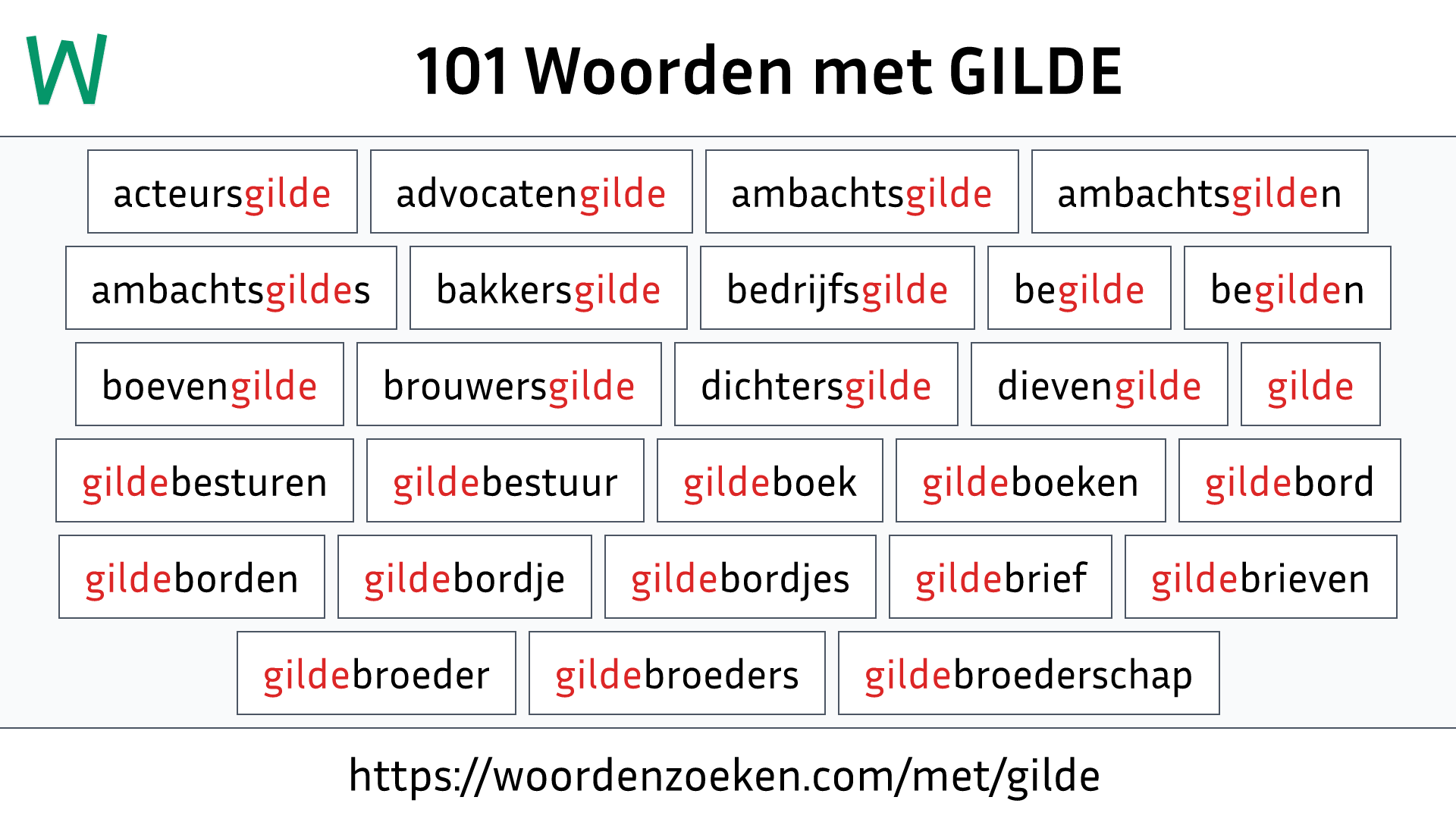 Woorden met GILDE