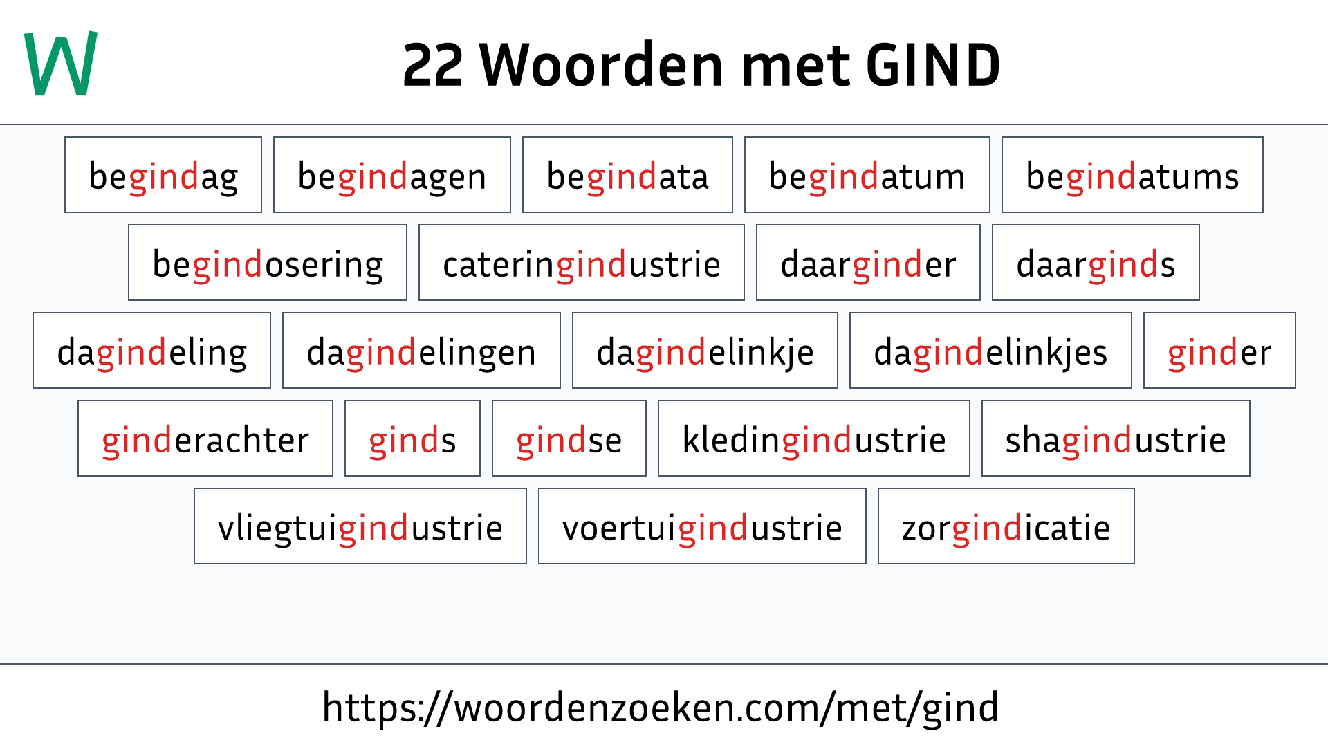 Woorden met GIND