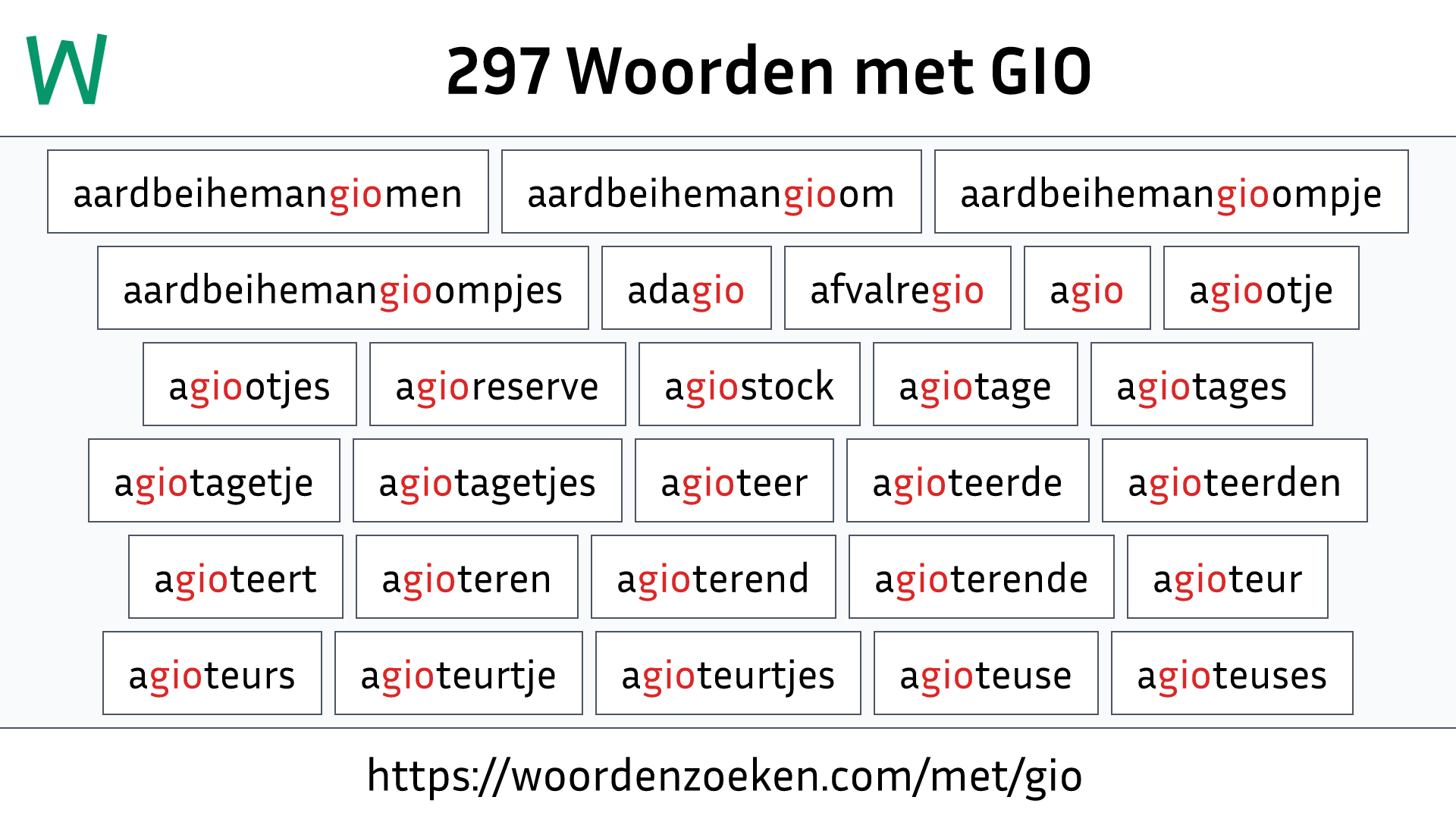 Woorden met GIO