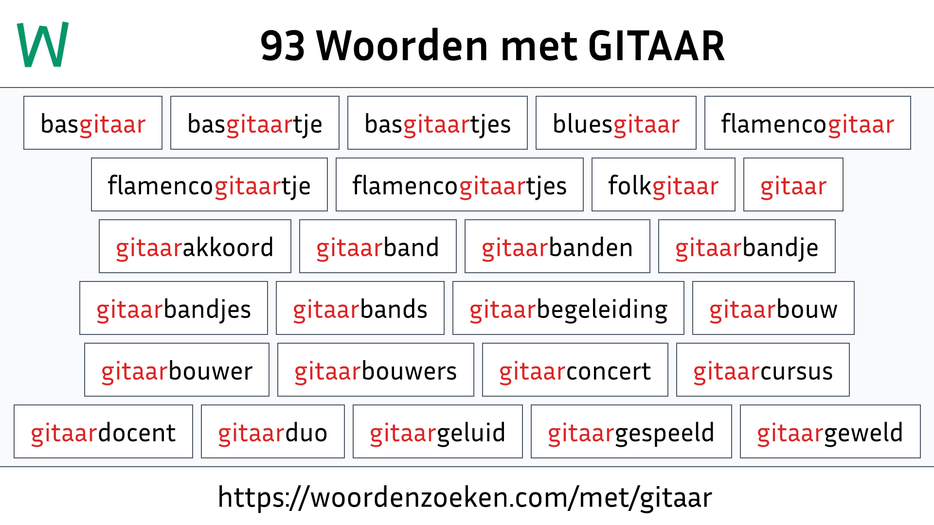 Woorden met GITAAR