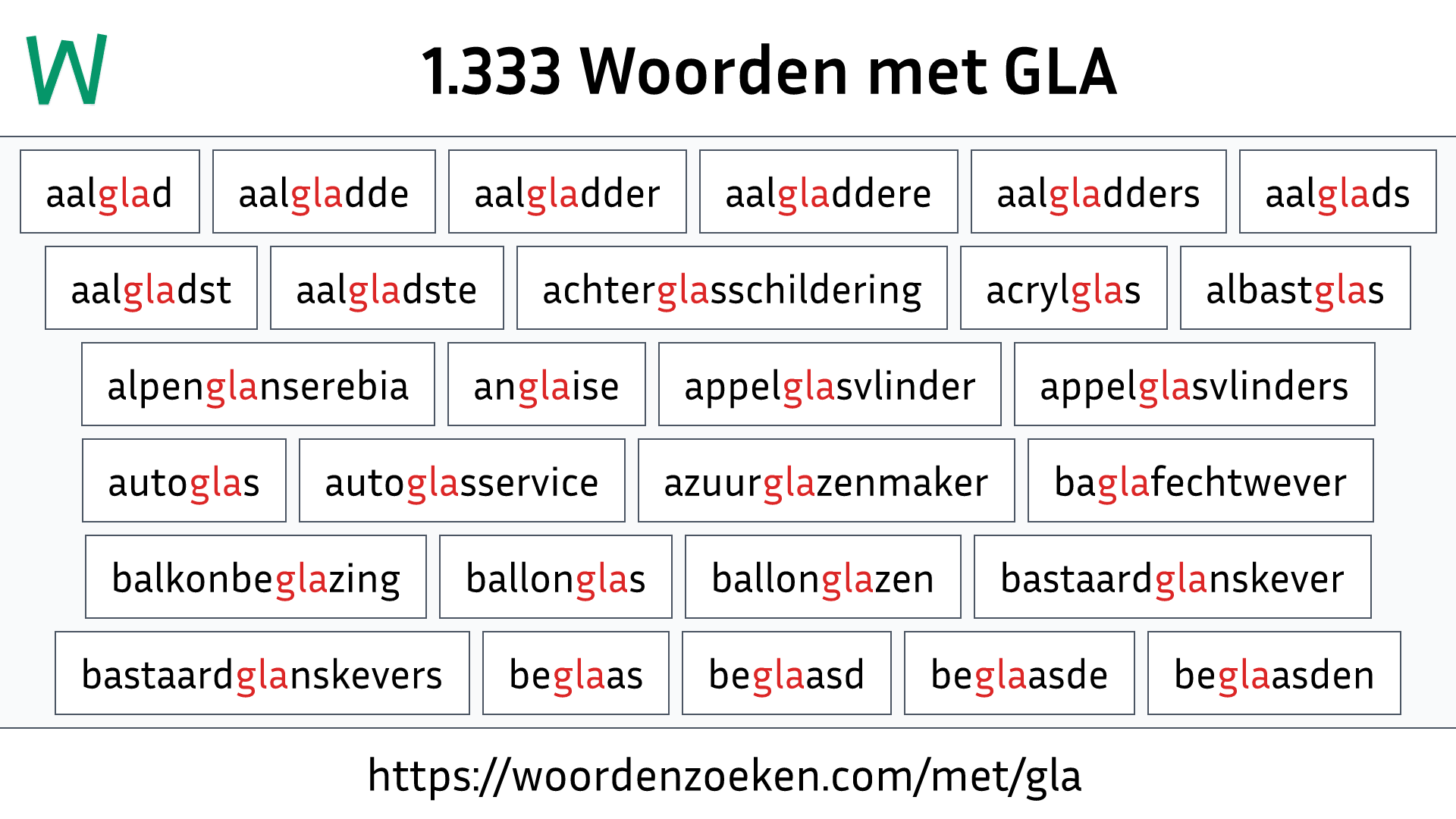 Woorden met GLA