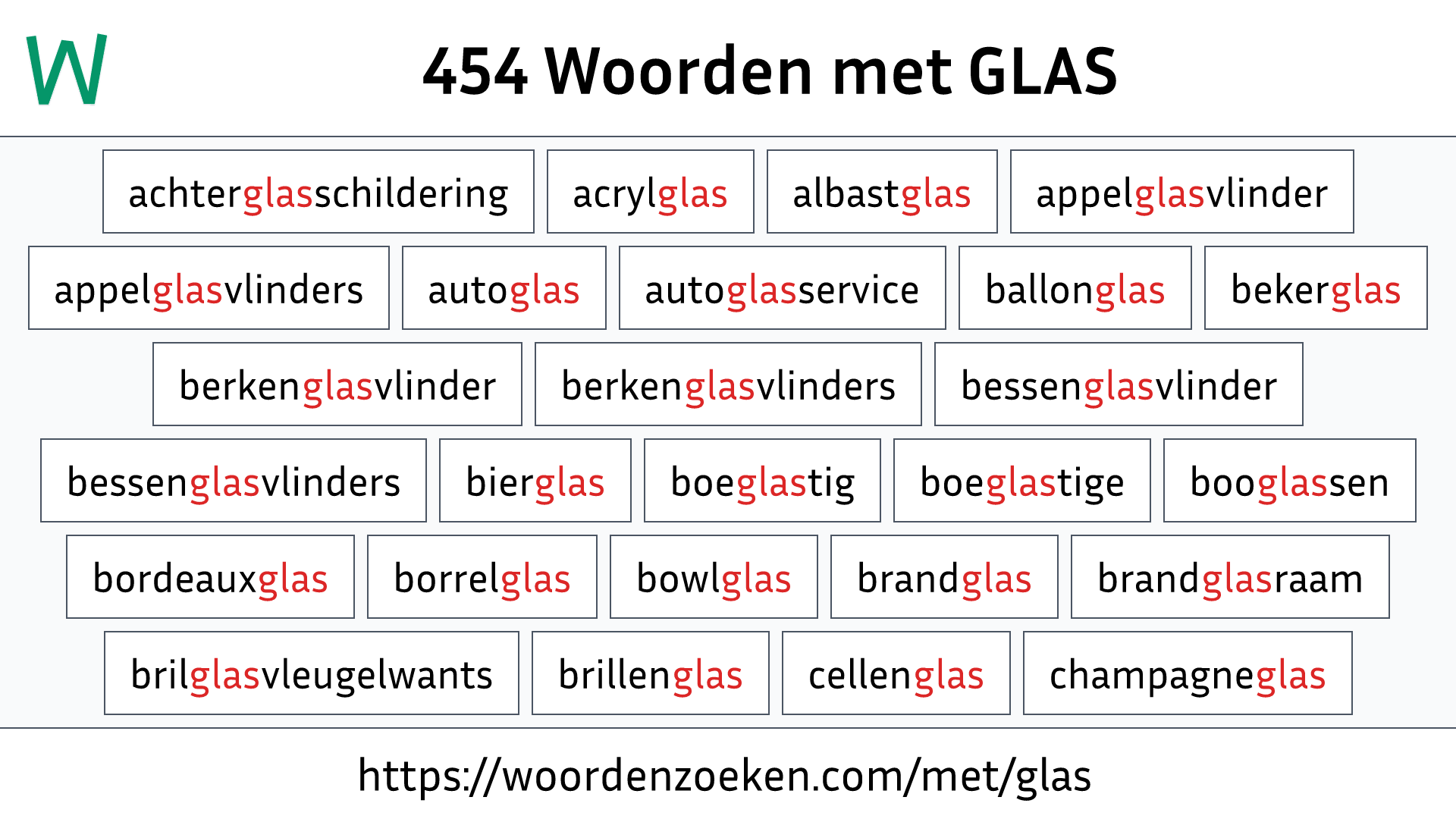 Woorden met GLAS