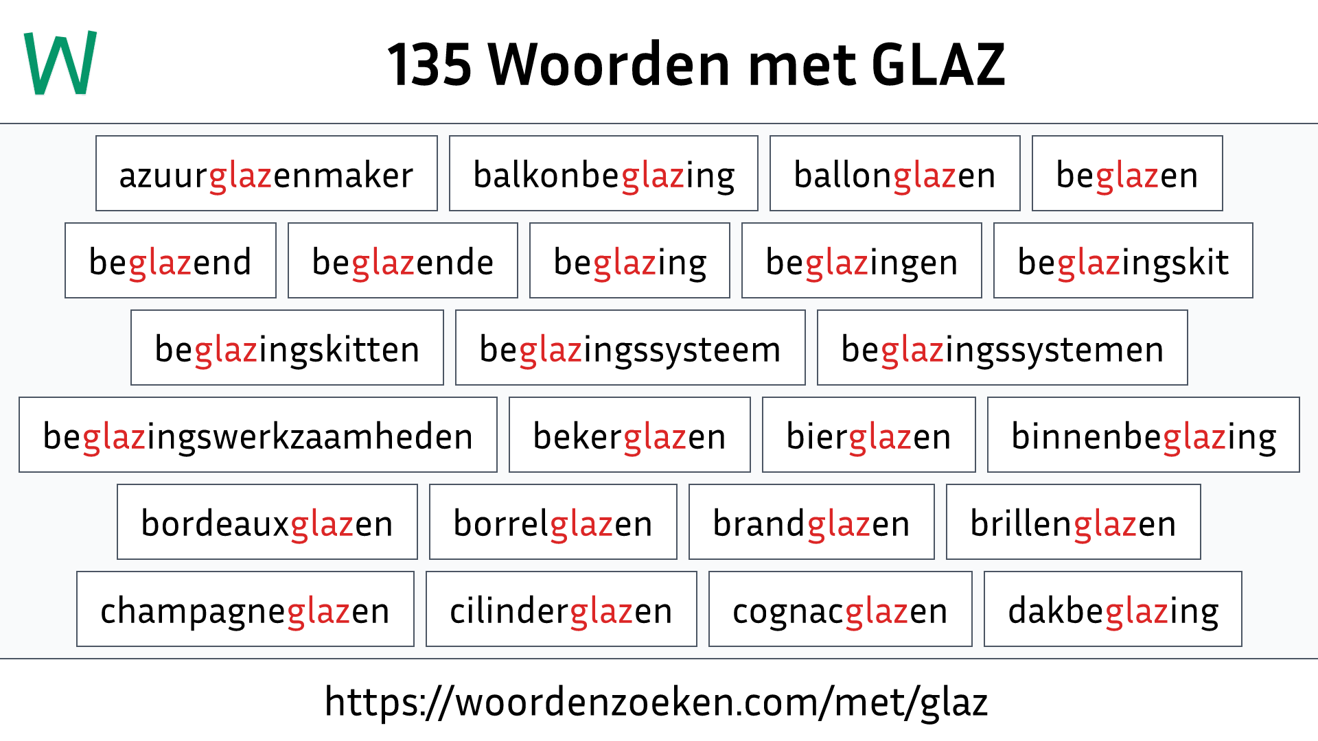 Woorden met GLAZ