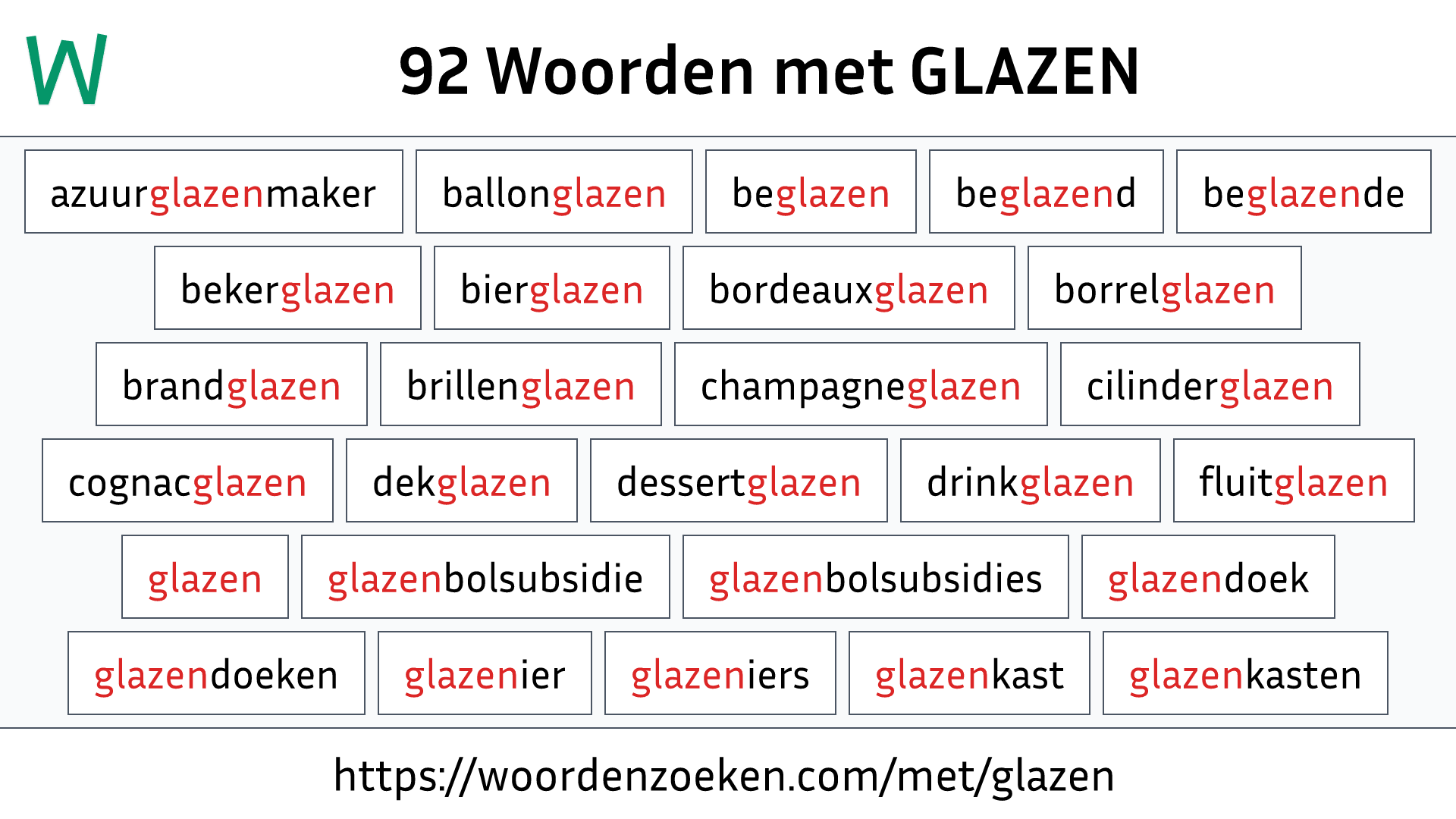 Woorden met GLAZEN