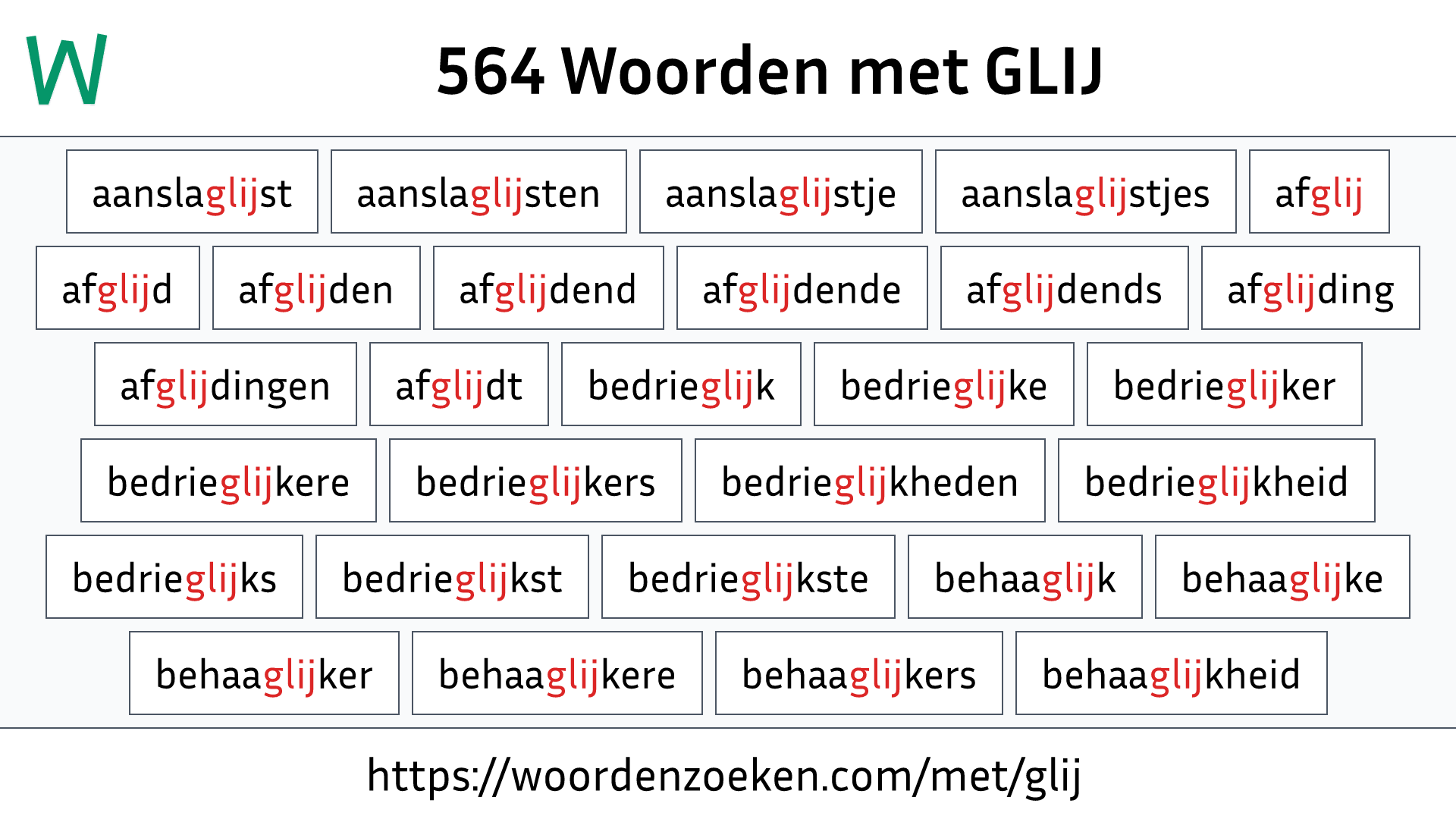 Woorden met GLIJ