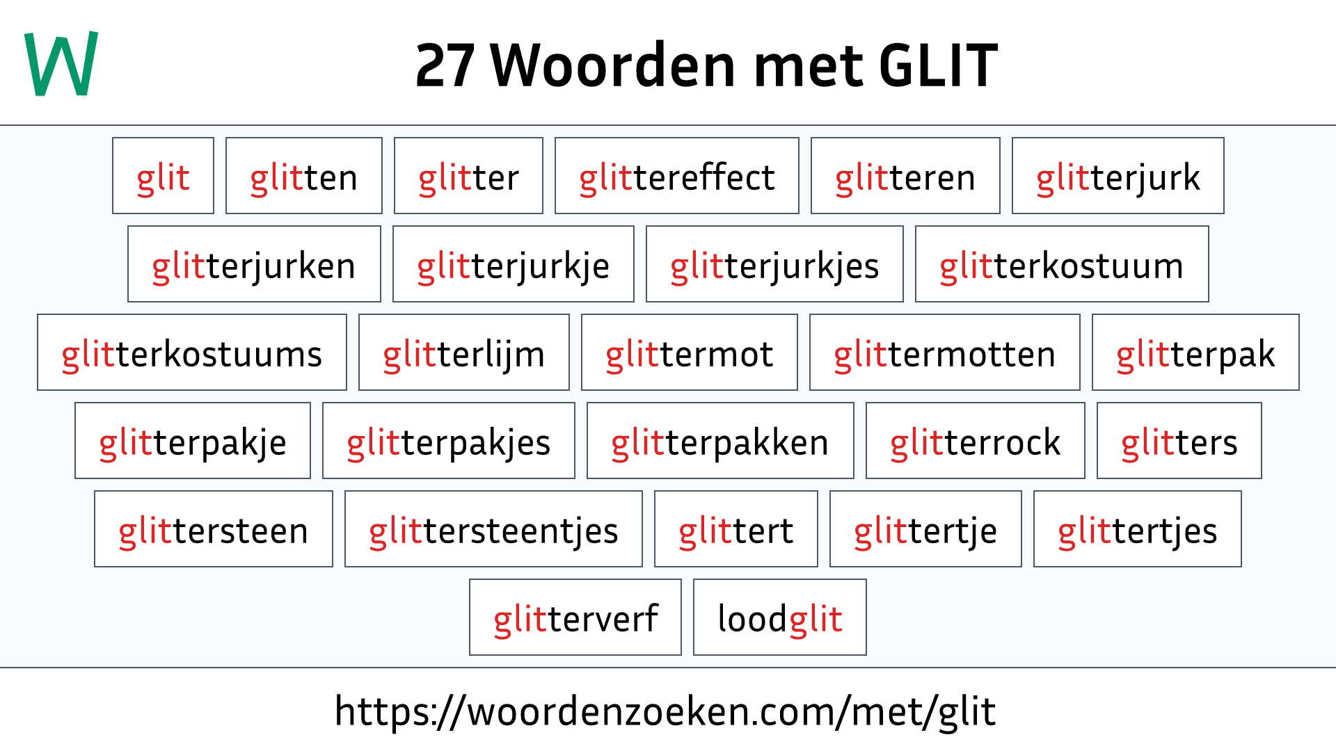 Woorden met GLIT