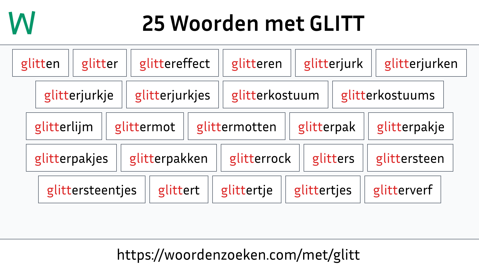 Woorden met GLITT