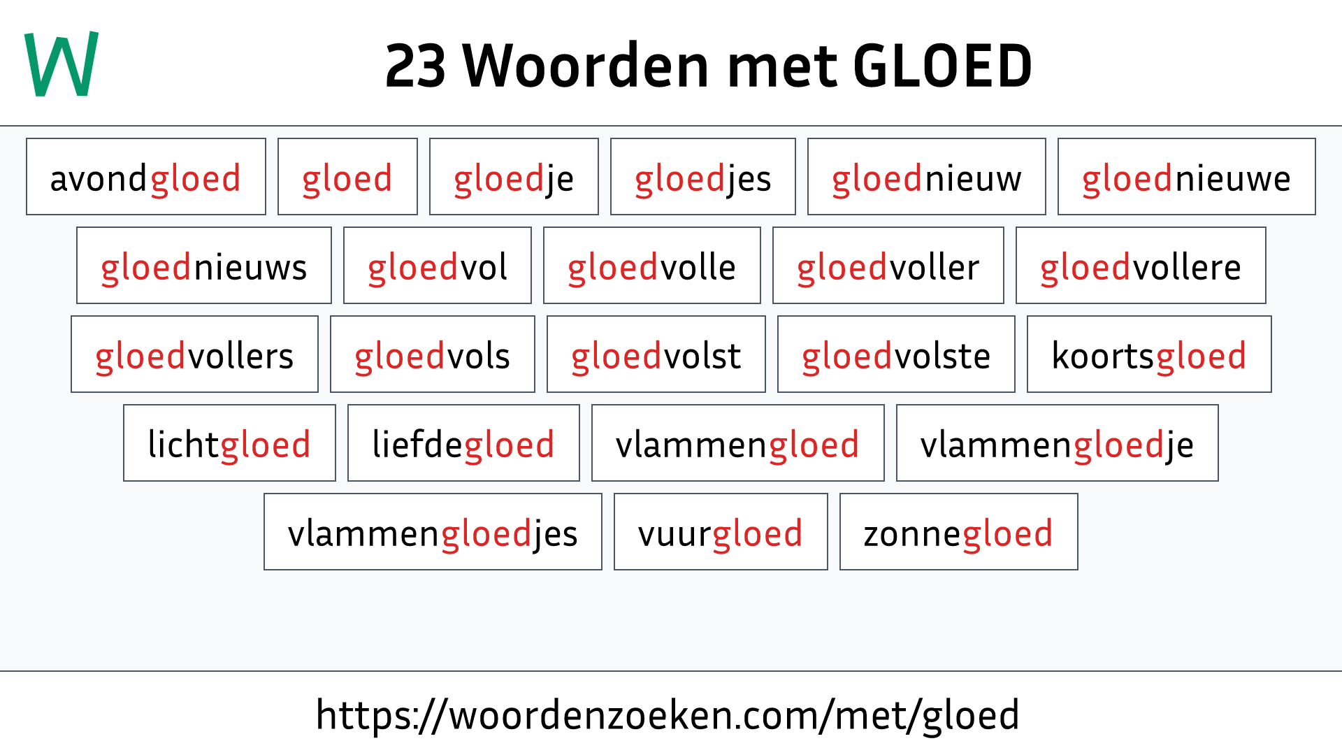 Woorden met GLOED